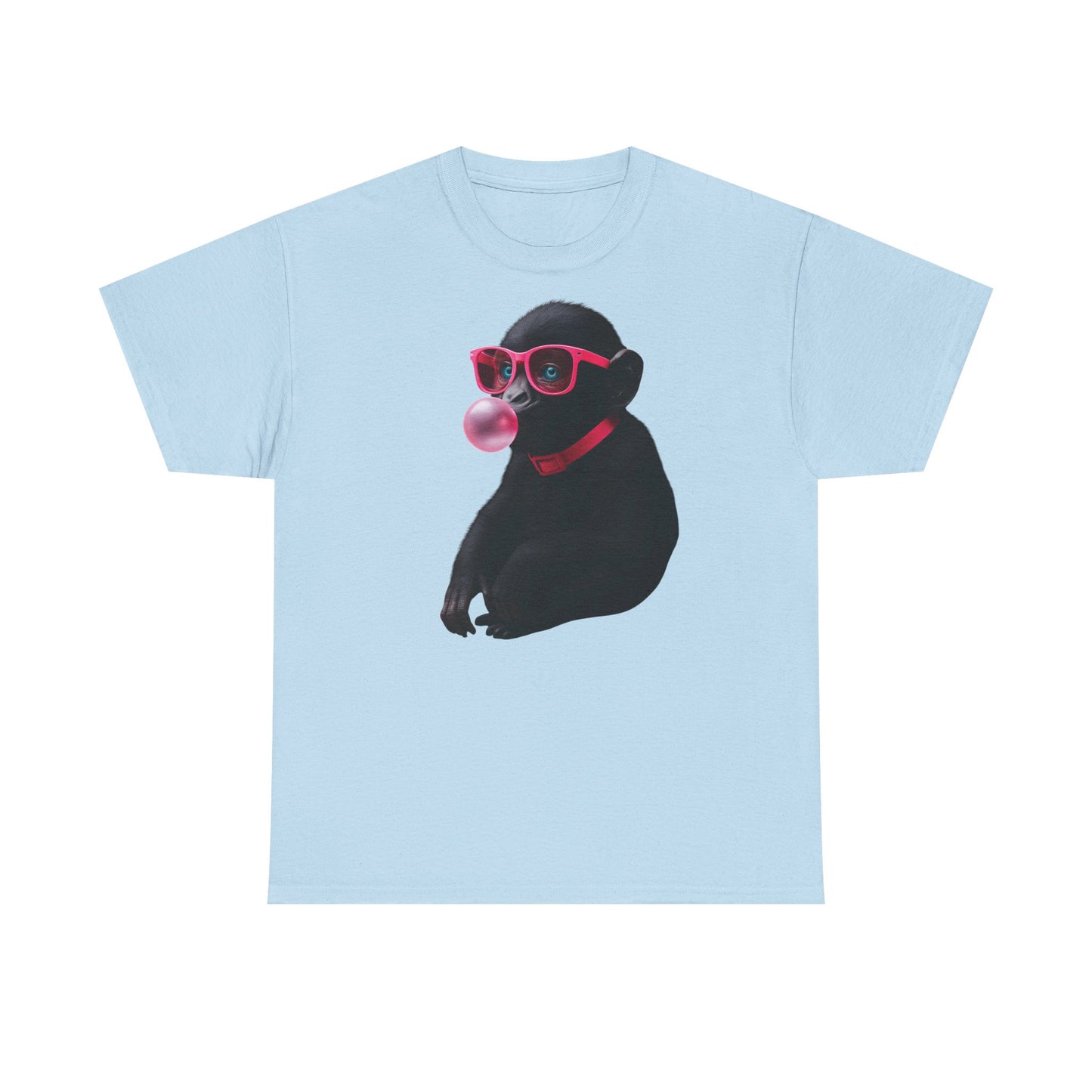 Monkey Bubblegum Tee, sunglasses Trending Women's Graphic Shirt, Cool Jungle Monkey Design, Cotton Top