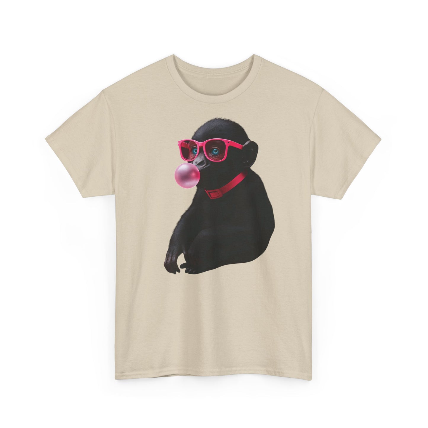 Monkey Bubblegum Tee, sunglasses Trending Women's Graphic Shirt, Cool Jungle Monkey Design, Cotton Top
