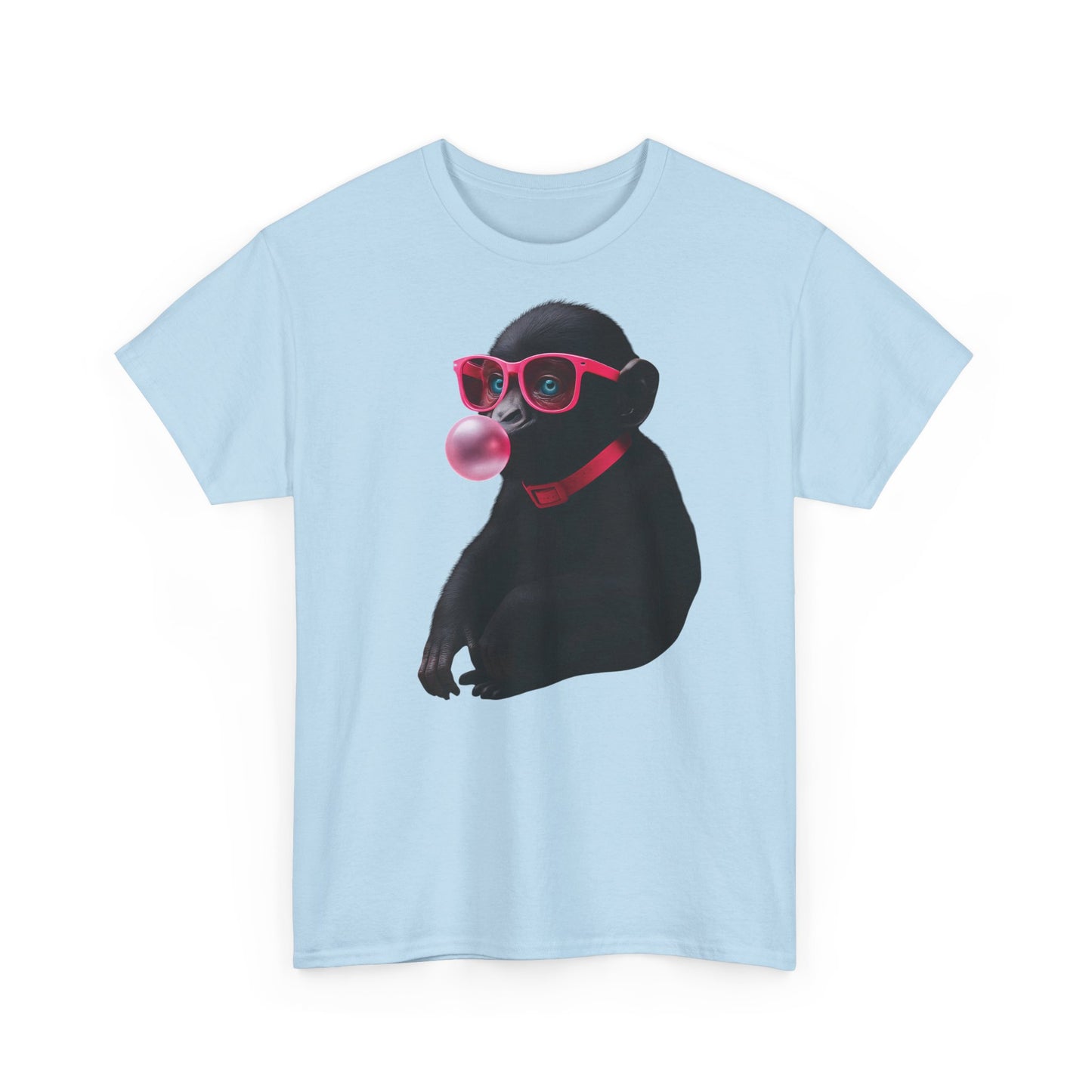 Monkey Bubblegum Tee, sunglasses Trending Women's Graphic Shirt, Cool Jungle Monkey Design, Cotton Top