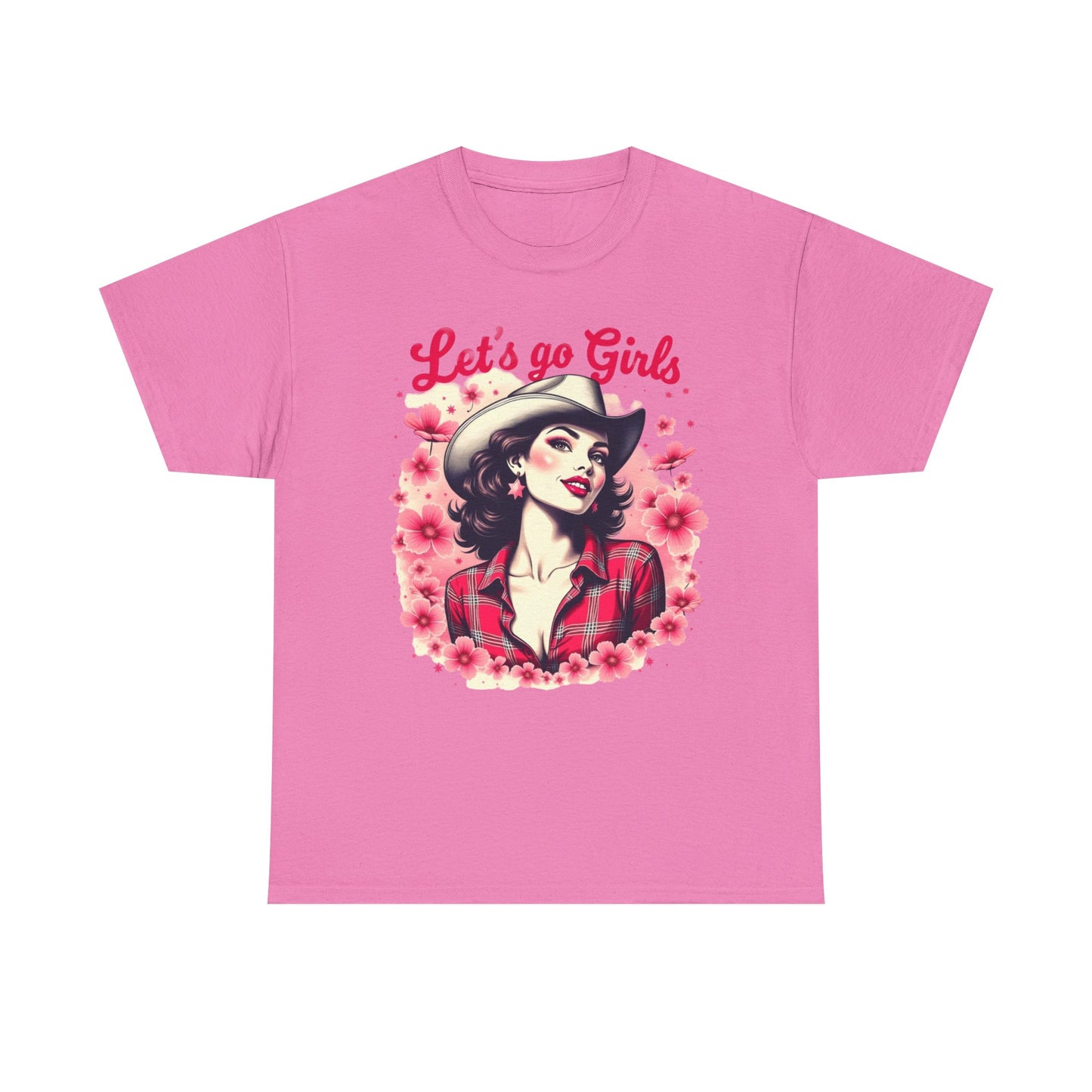 Let's Go Girls Retro Cowgirl T-Shirt | Empowering Western Pin-Up Floral Tee | Nashville Style Top