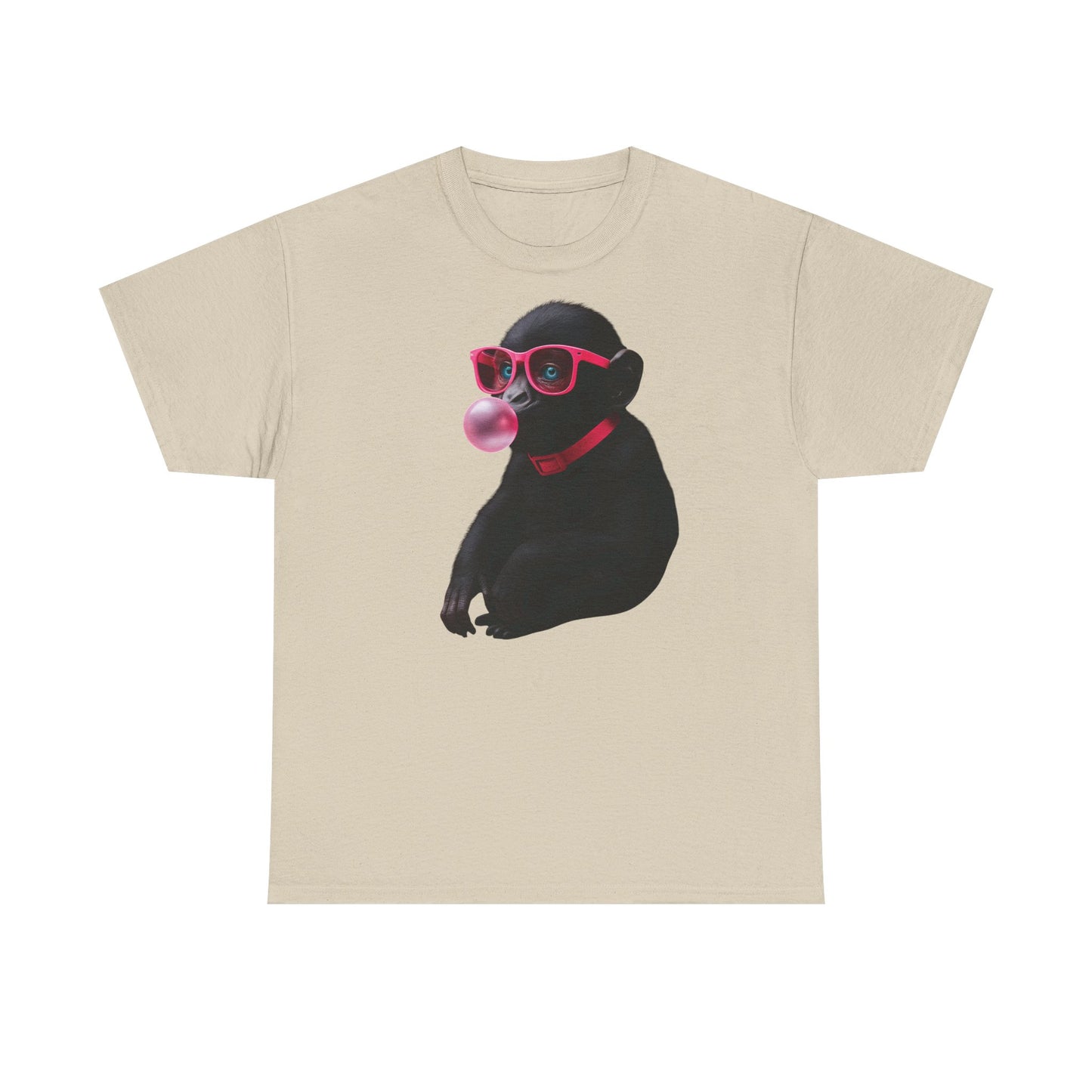 Monkey Bubblegum Tee, sunglasses Trending Women's Graphic Shirt, Cool Jungle Monkey Design, Cotton Top