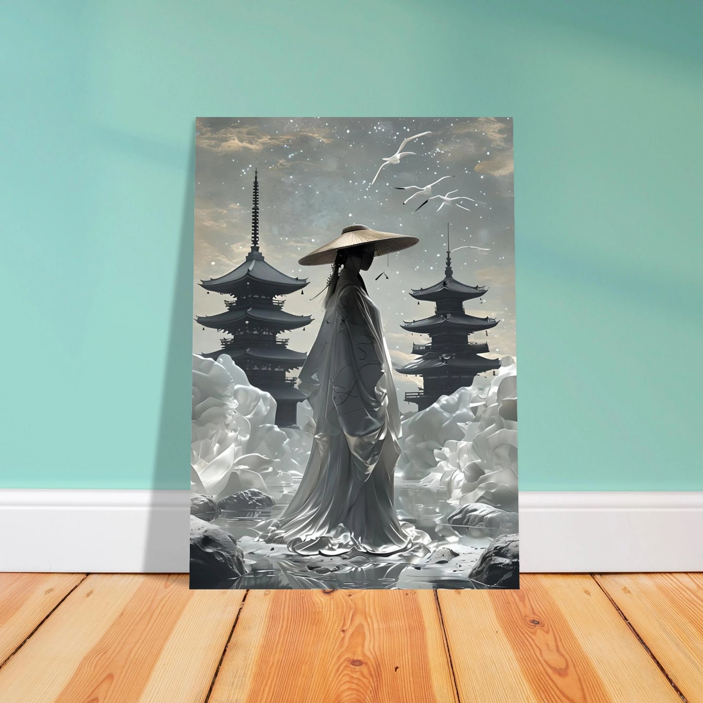 Ethereal Twilight - Japanese Pagoda Fantasy Art Aluminium poster