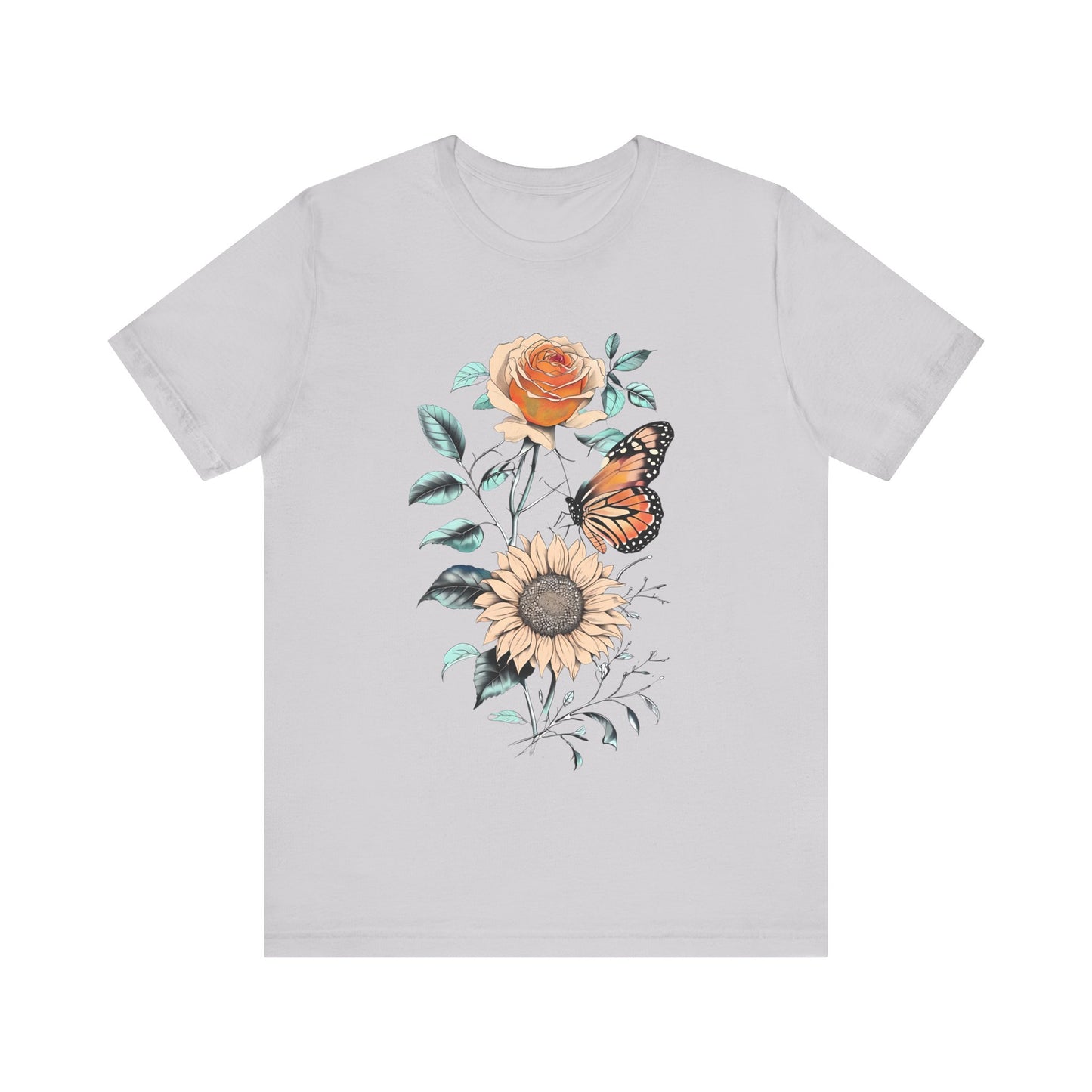 Floral Butterfly Graphic Tee - Perfect Gift for Nature Lovers, Casual Wear, Summer Outfits, Eco-Friendly Shirt, Birthday Gift