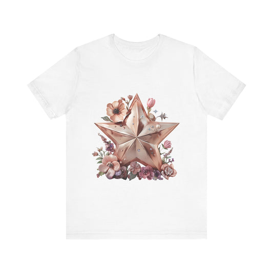 Floral Star Graphic Tee, Boho Style T-Shirt, Vintage Aesthetic Top, Casual Summer Shirt, Perfect Gift for Friends