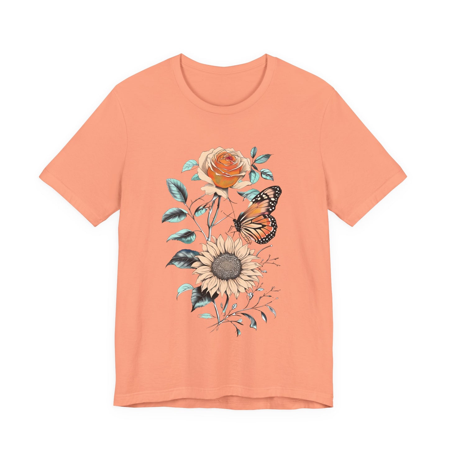 Floral Butterfly Graphic Tee - Perfect Gift for Nature Lovers, Casual Wear, Summer Outfits, Eco-Friendly Shirt, Birthday Gift