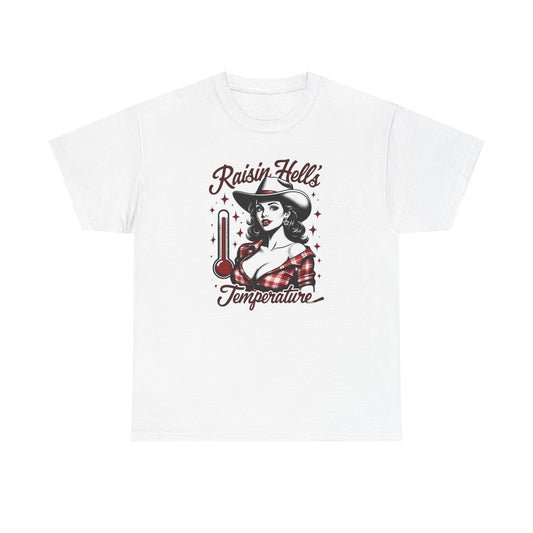Raisiny Hell's Temperature Unisex Heavy Cotton Tee, Graphic T-Shirt, Vintage Style Shirt, Retro Apparel, Casual Wear, Gift Idea