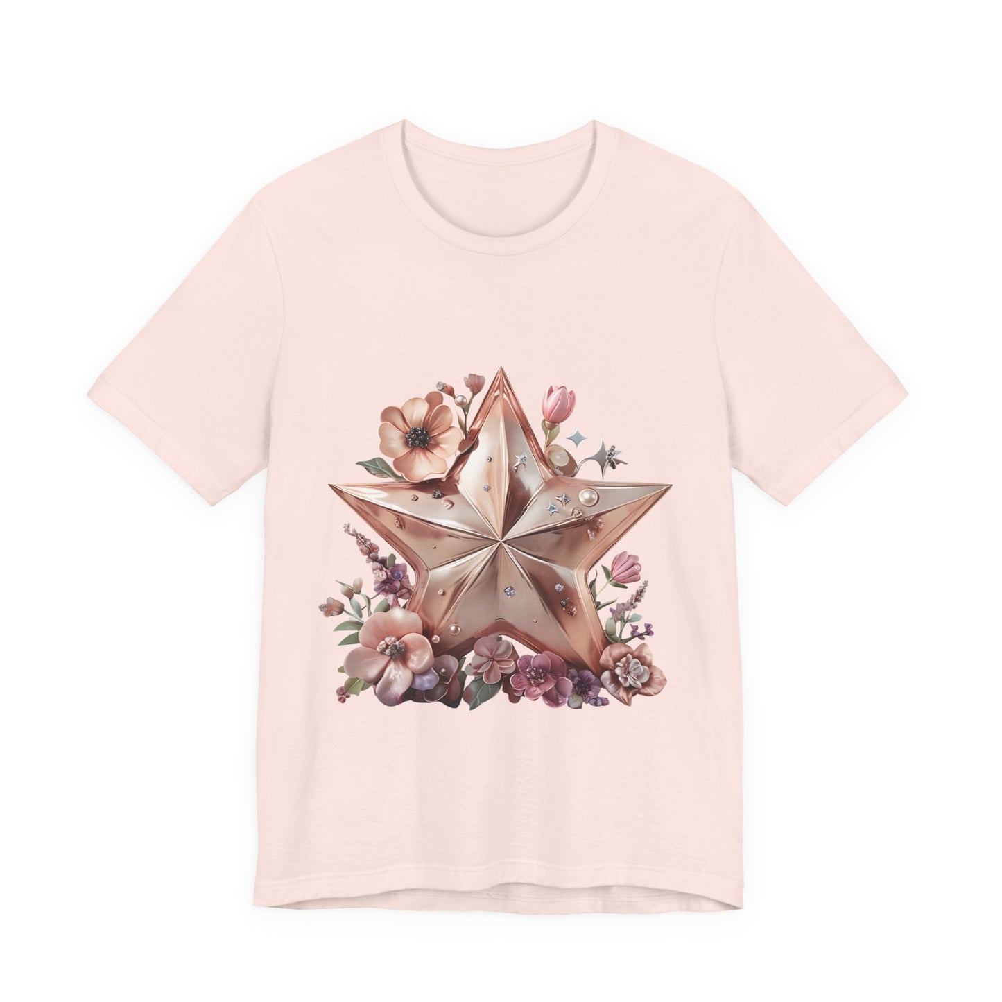 Floral Star Graphic Tee, Boho Style T-Shirt, Vintage Aesthetic Top, Casual Summer Shirt, Perfect Gift for Friends