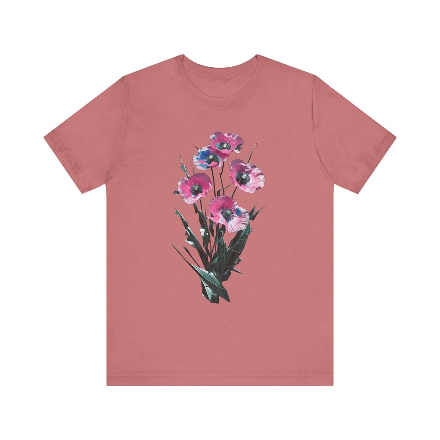 Floral Short Sleeve Tee - Colorful Blossom Design, Summer Style, Nature Lover Shirt, Casual Everyday Vibrant Floral  Fresh, Stylish
