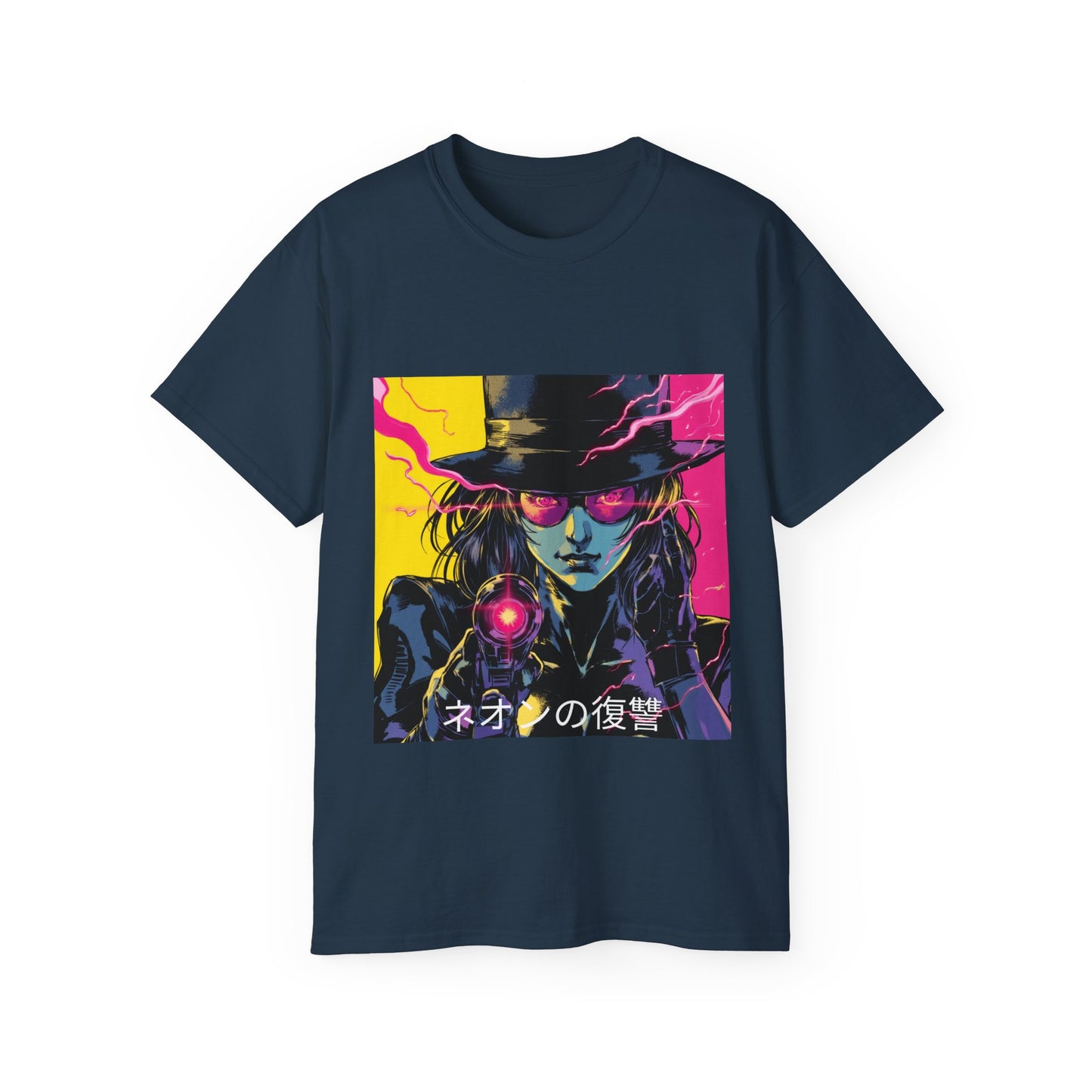 Neon Vengeance Unisex Tee, Cyberpunk Graphic Tee, Retro-Futuristic T-Shirt, Sci-Fi Gamer Shirt, Unique Artwork Clothing, Assassin Top