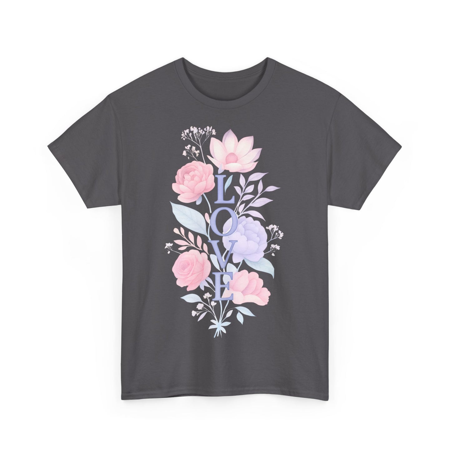 Floral Love Unisex Heavy Cotton Tee | Spring Fashion, Gift for Her, Casual Wear, Floral Graphic Shirt, Warm Weather Style