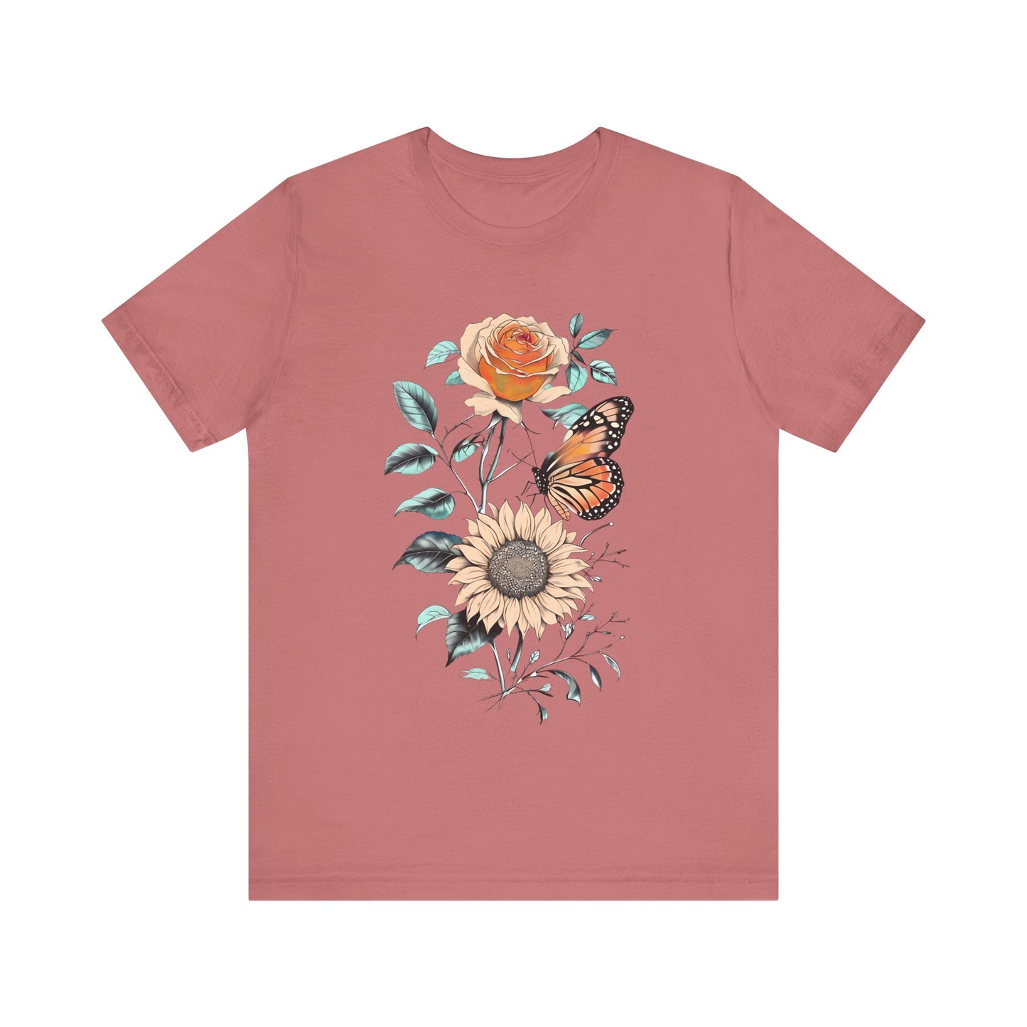 Floral Butterfly Graphic Tee - Perfect Gift for Nature Lovers, Casual Wear, Summer Outfits, Eco-Friendly Shirt, Birthday Gift