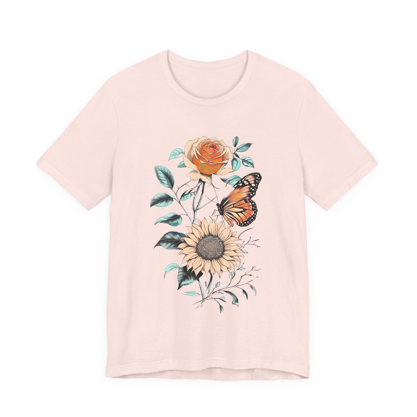 Floral Butterfly Graphic Tee - Perfect Gift for Nature Lovers, Casual Wear, Summer Outfits, Eco-Friendly Shirt, Birthday Gift