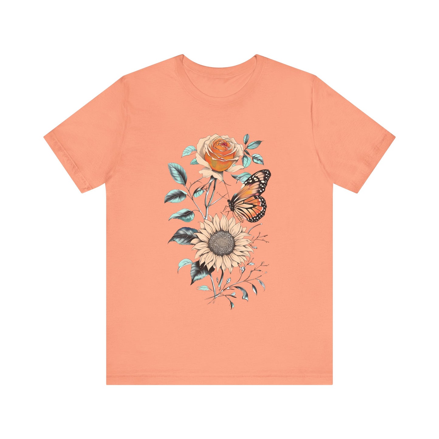 Floral Butterfly Graphic Tee - Perfect Gift for Nature Lovers, Casual Wear, Summer Outfits, Eco-Friendly Shirt, Birthday Gift