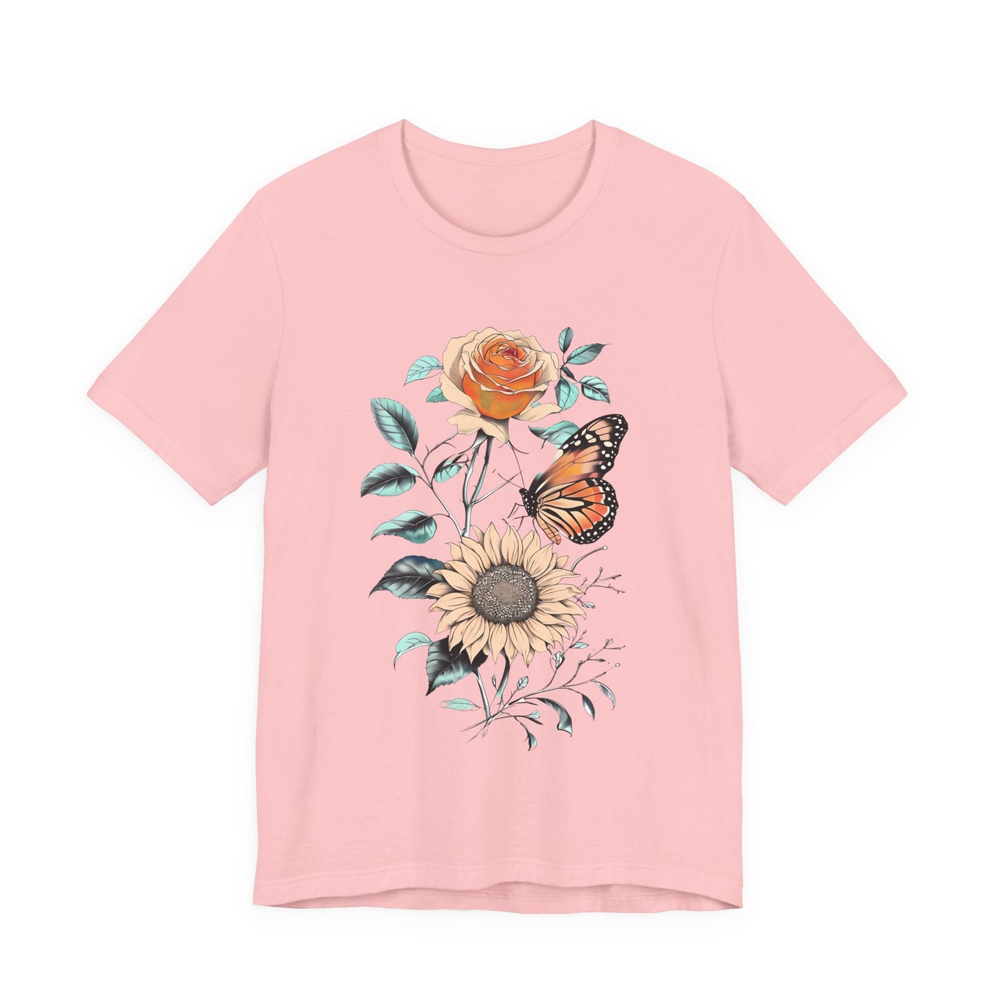 Floral Butterfly Graphic Tee - Perfect Gift for Nature Lovers, Casual Wear, Summer Outfits, Eco-Friendly Shirt, Birthday Gift