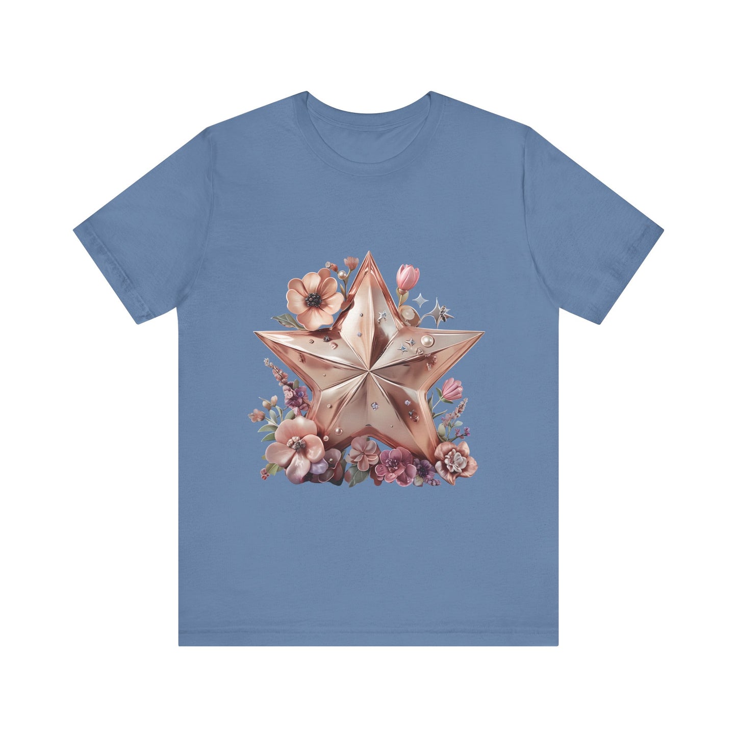 Floral Star Graphic Tee, Boho Style T-Shirt, Vintage Aesthetic Top, Casual Summer Shirt, Perfect Gift for Friends