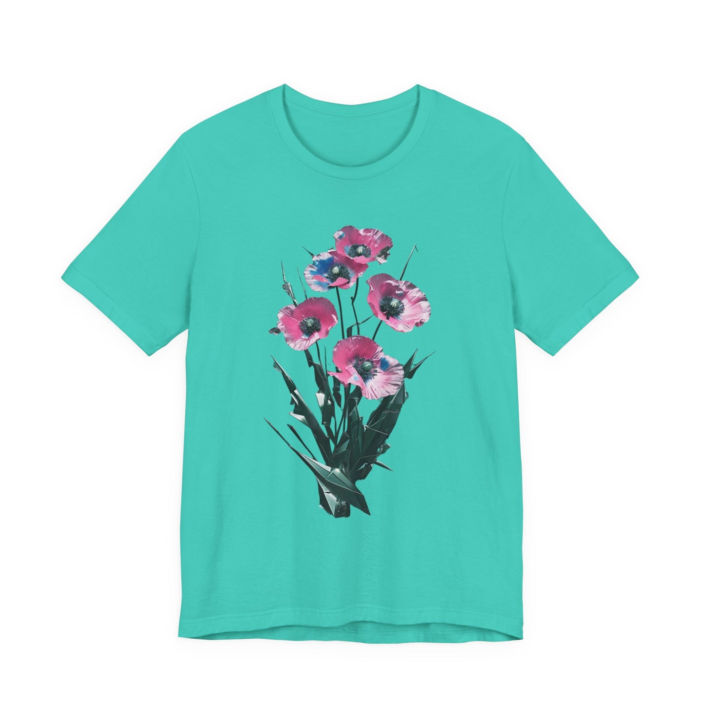 Floral Short Sleeve Tee - Colorful Blossom Design, Summer Style, Nature Lover Shirt, Casual Everyday Vibrant Floral  Fresh, Stylish