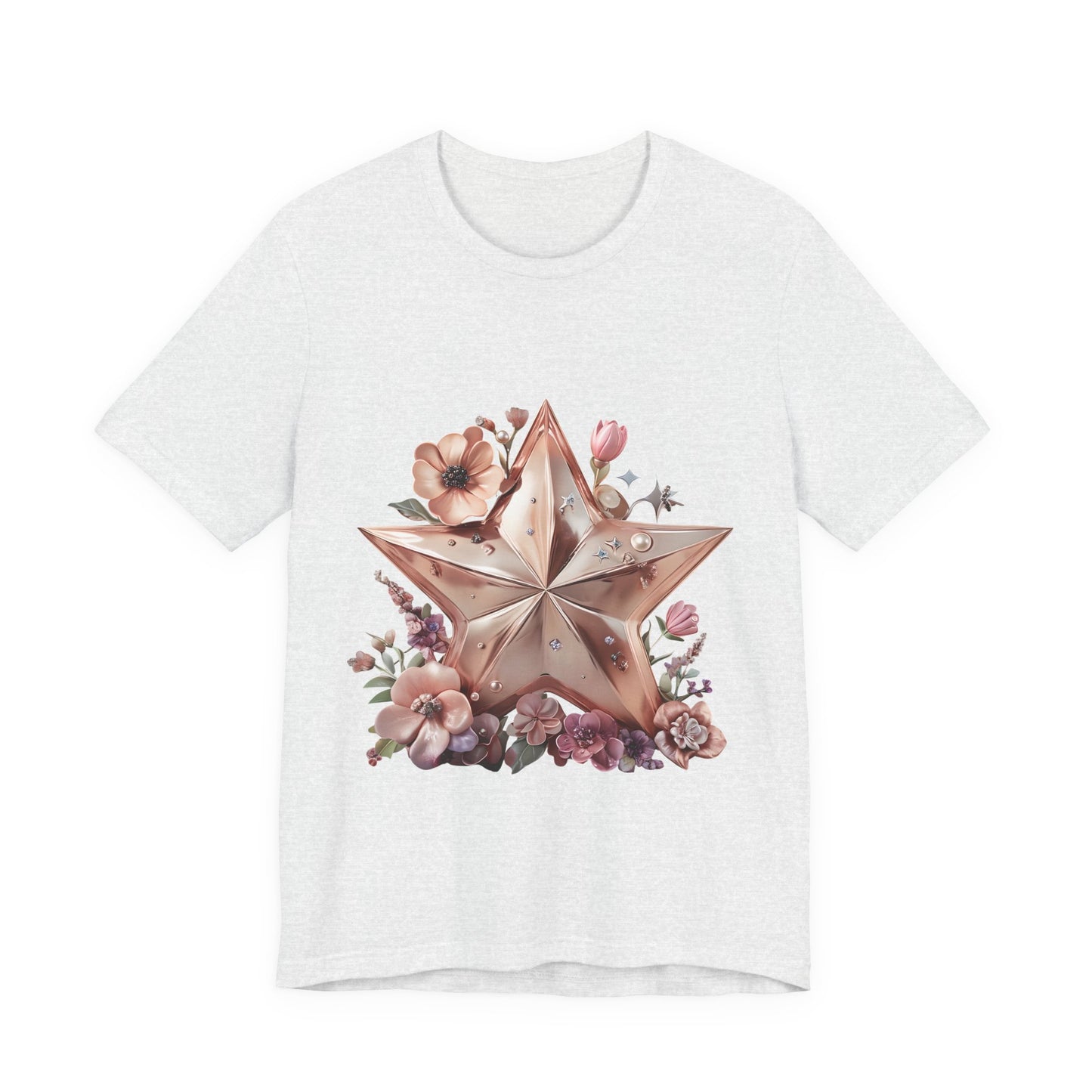 Floral Star Graphic Tee, Boho Style T-Shirt, Vintage Aesthetic Top, Casual Summer Shirt, Perfect Gift for Friends