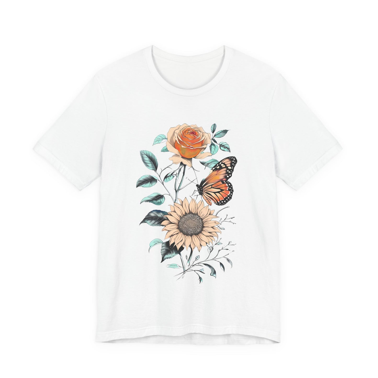 Floral Butterfly Graphic Tee - Perfect Gift for Nature Lovers, Casual Wear, Summer Outfits, Eco-Friendly Shirt, Birthday Gift