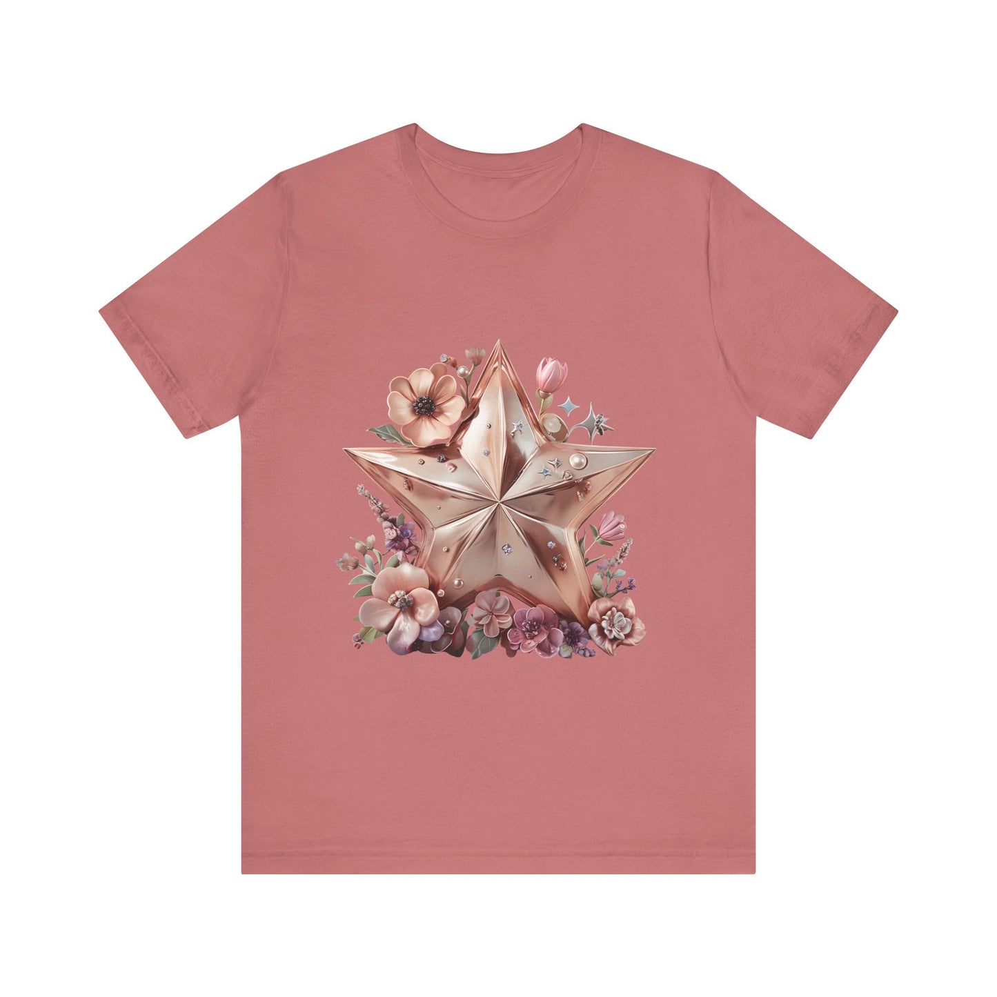 Floral Star Graphic Tee, Boho Style T-Shirt, Vintage Aesthetic Top, Casual Summer Shirt, Perfect Gift for Friends