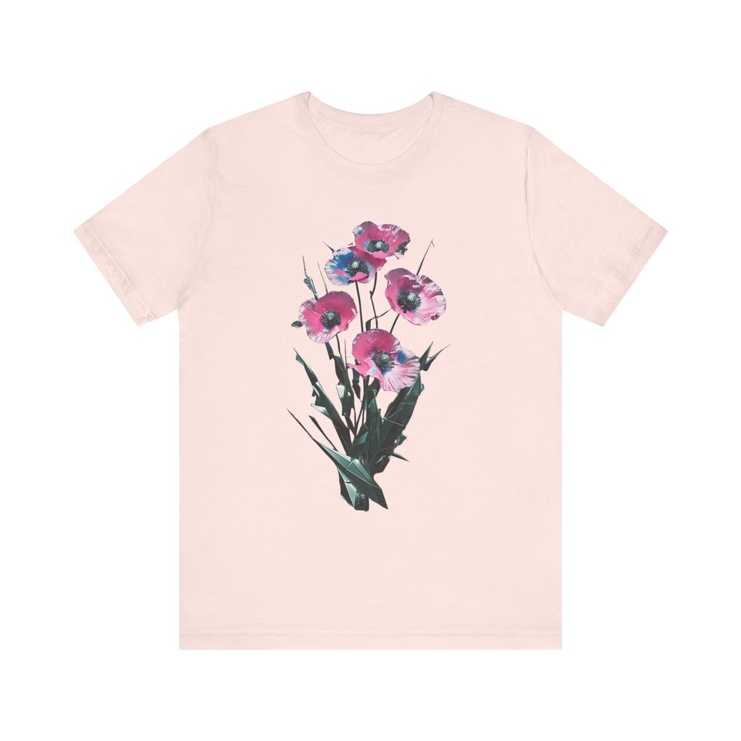 Floral Short Sleeve Tee - Colorful Blossom Design, Summer Style, Nature Lover Shirt, Casual Everyday Vibrant Floral  Fresh, Stylish