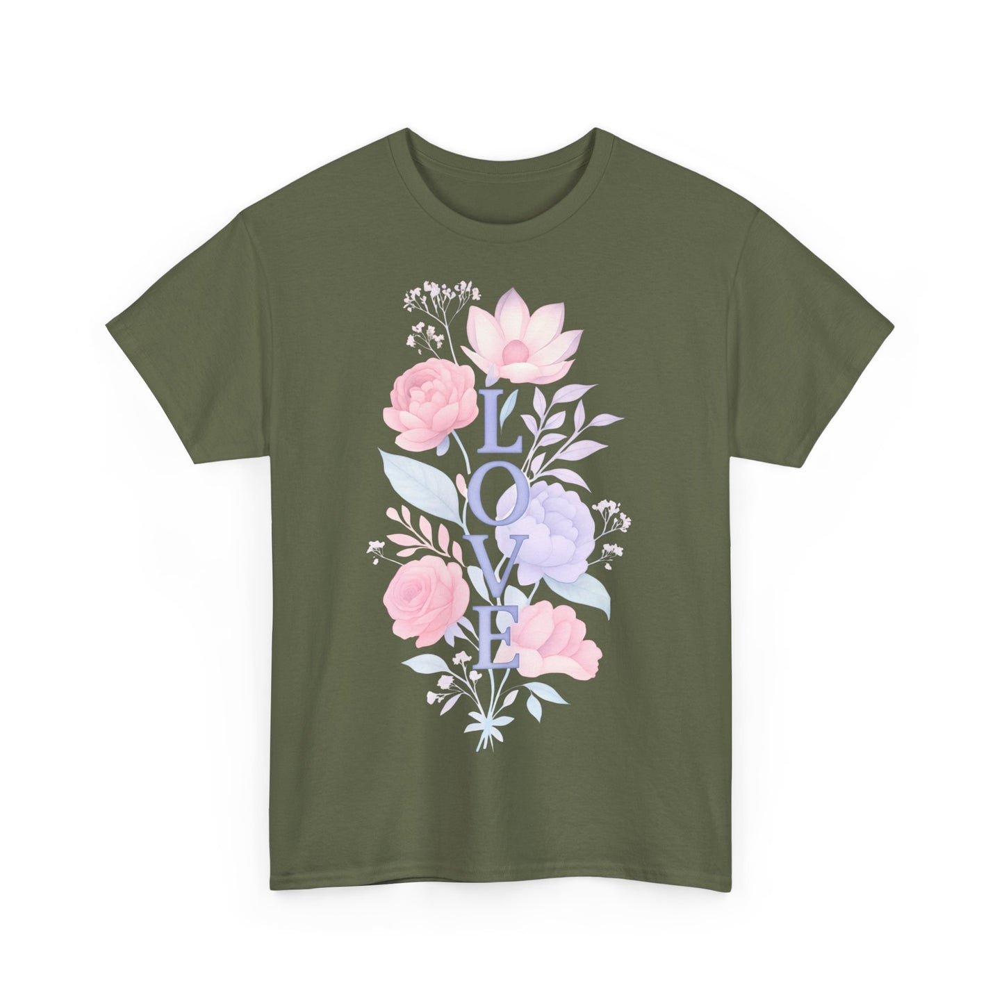 Floral Love Unisex Heavy Cotton Tee | Spring Fashion, Gift for Her, Casual Wear, Floral Graphic Shirt, Warm Weather Style