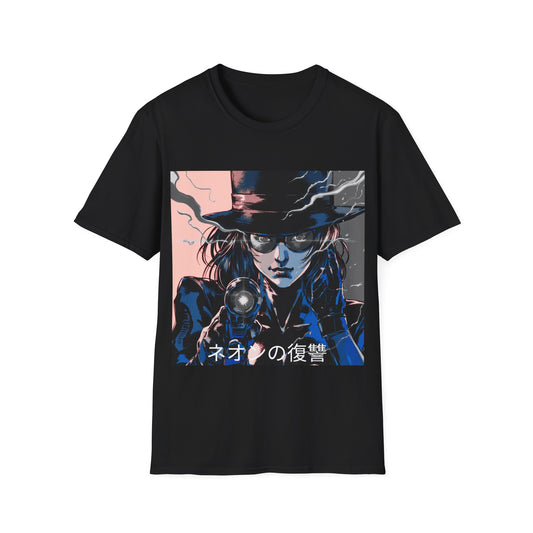 Neon Vengeance Unisex Tee, Cyberpunk Graphic Tee, Retro-Futuristic T-Shirt, Sci-Fi Gamer Shirt, Unique Artwork Clothing, Assassin Top