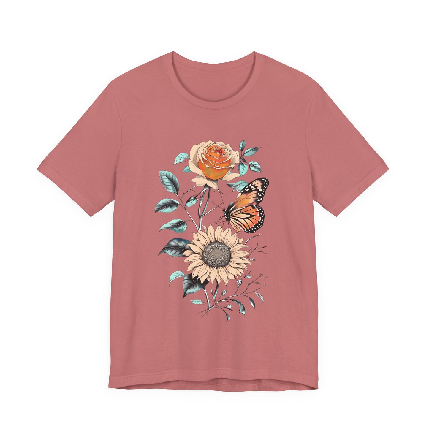 Floral Butterfly Graphic Tee - Perfect Gift for Nature Lovers, Casual Wear, Summer Outfits, Eco-Friendly Shirt, Birthday Gift
