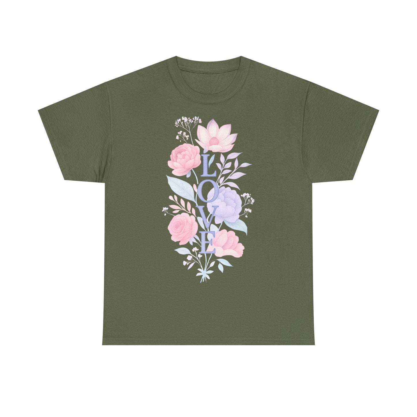 Floral Love Unisex Heavy Cotton Tee | Spring Fashion, Gift for Her, Casual Wear, Floral Graphic Shirt, Warm Weather Style