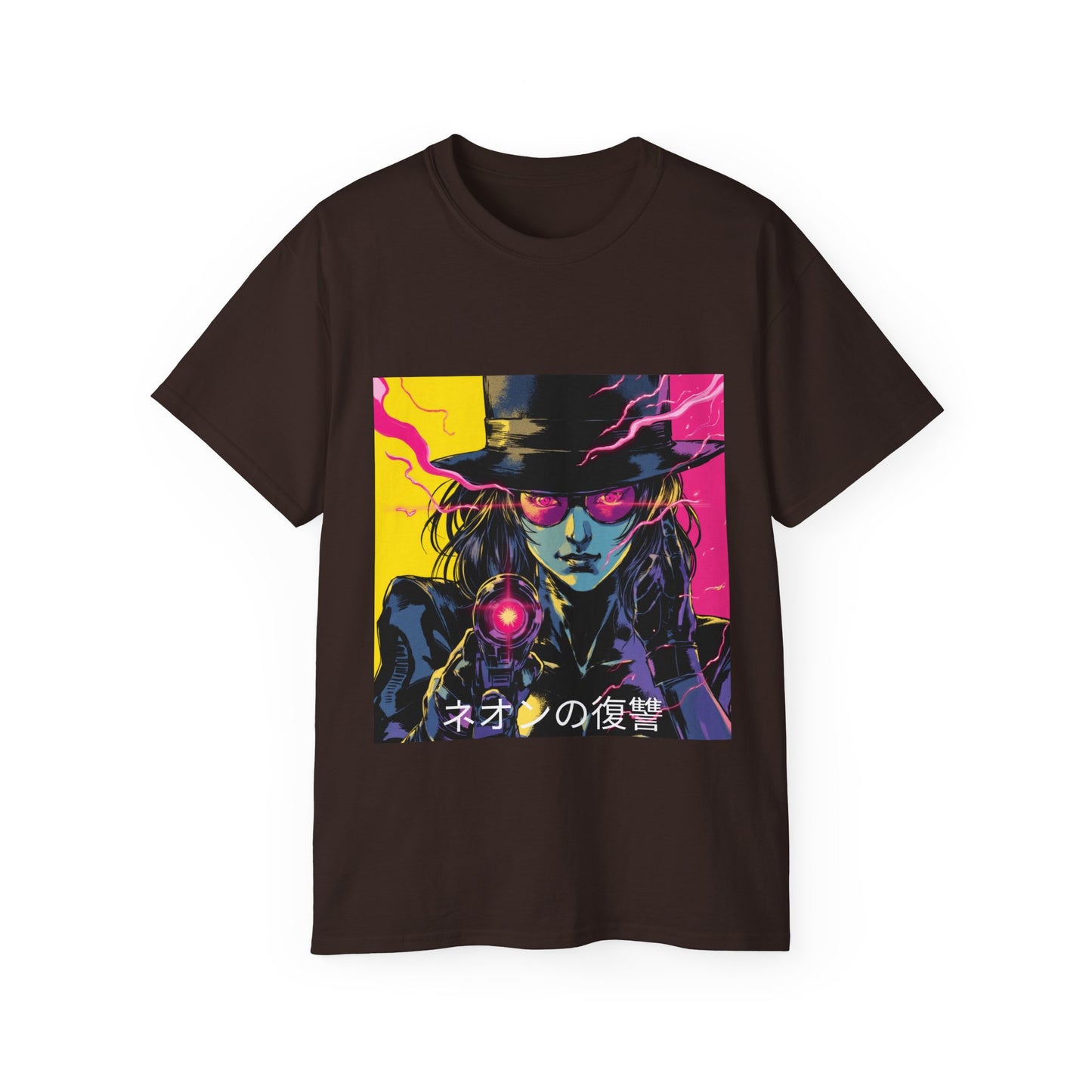 Neon Vengeance Unisex Tee, Cyberpunk Graphic Tee, Retro-Futuristic T-Shirt, Sci-Fi Gamer Shirt, Unique Artwork Clothing, Assassin Top