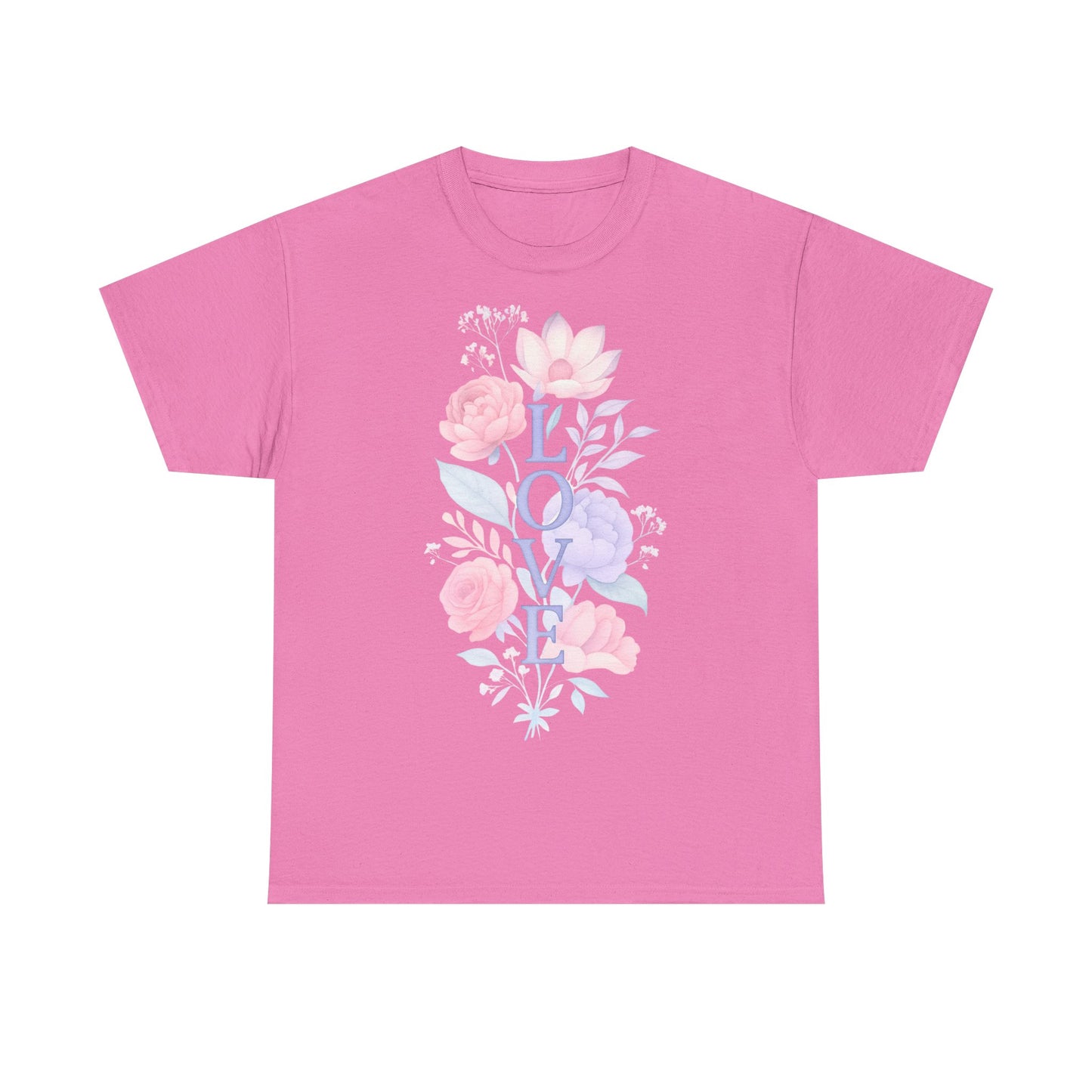 Floral Love Unisex Heavy Cotton Tee | Spring Fashion, Gift for Her, Casual Wear, Floral Graphic Shirt, Warm Weather Style
