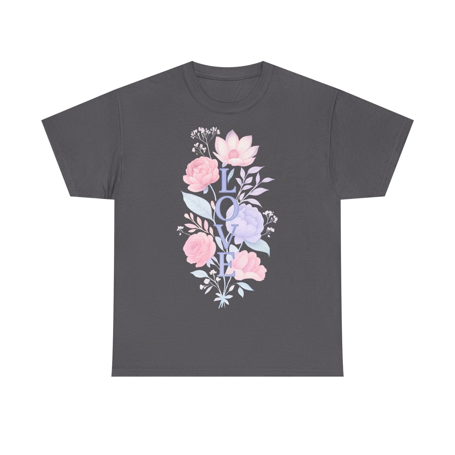 Floral Love Unisex Heavy Cotton Tee | Spring Fashion, Gift for Her, Casual Wear, Floral Graphic Shirt, Warm Weather Style