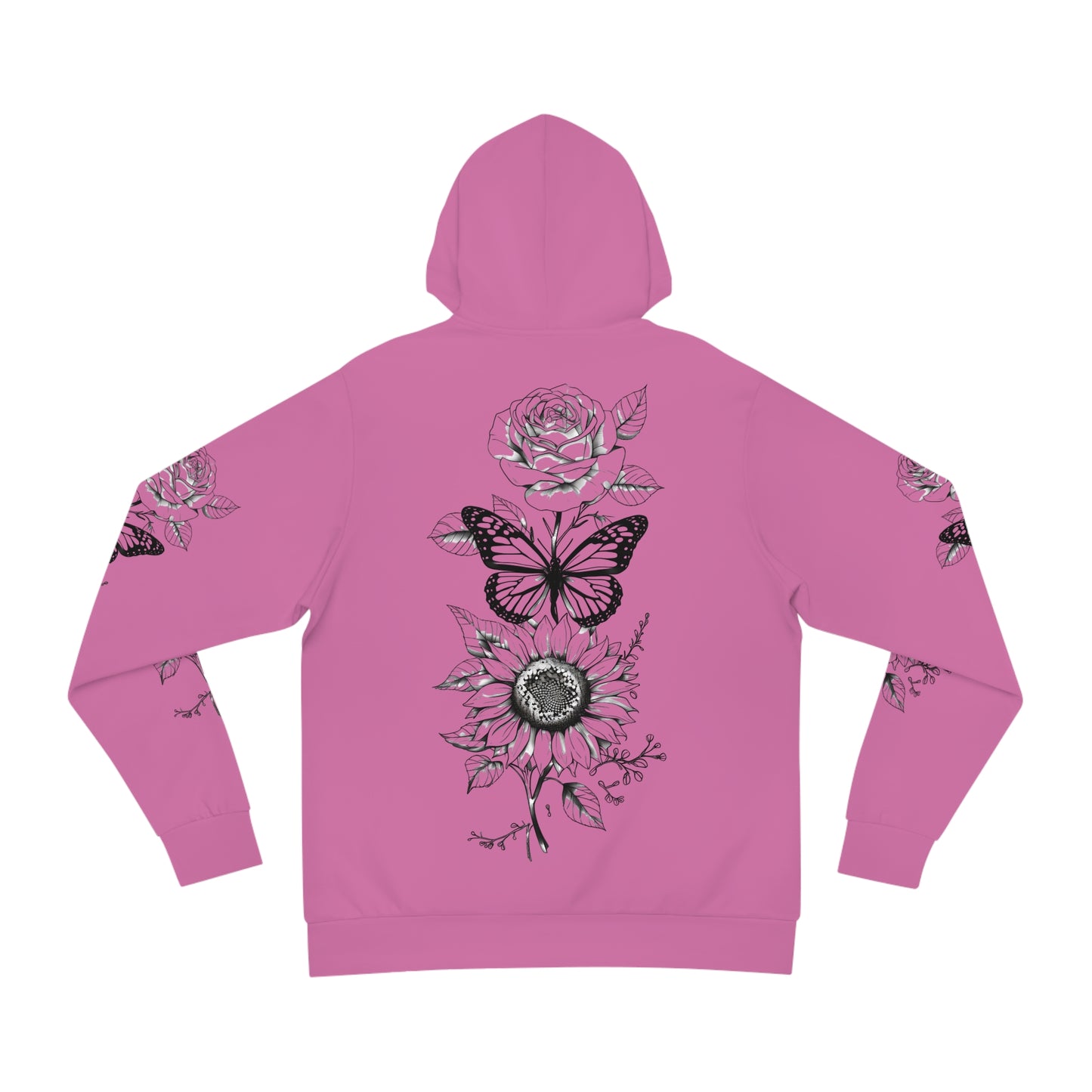 Floral Rose Butterfly Sunflower Fashion Hoodie, Nature Lover Gift, Trendy Sweatshirt, Women's Pullover, Botanical Design Jumper, Spring