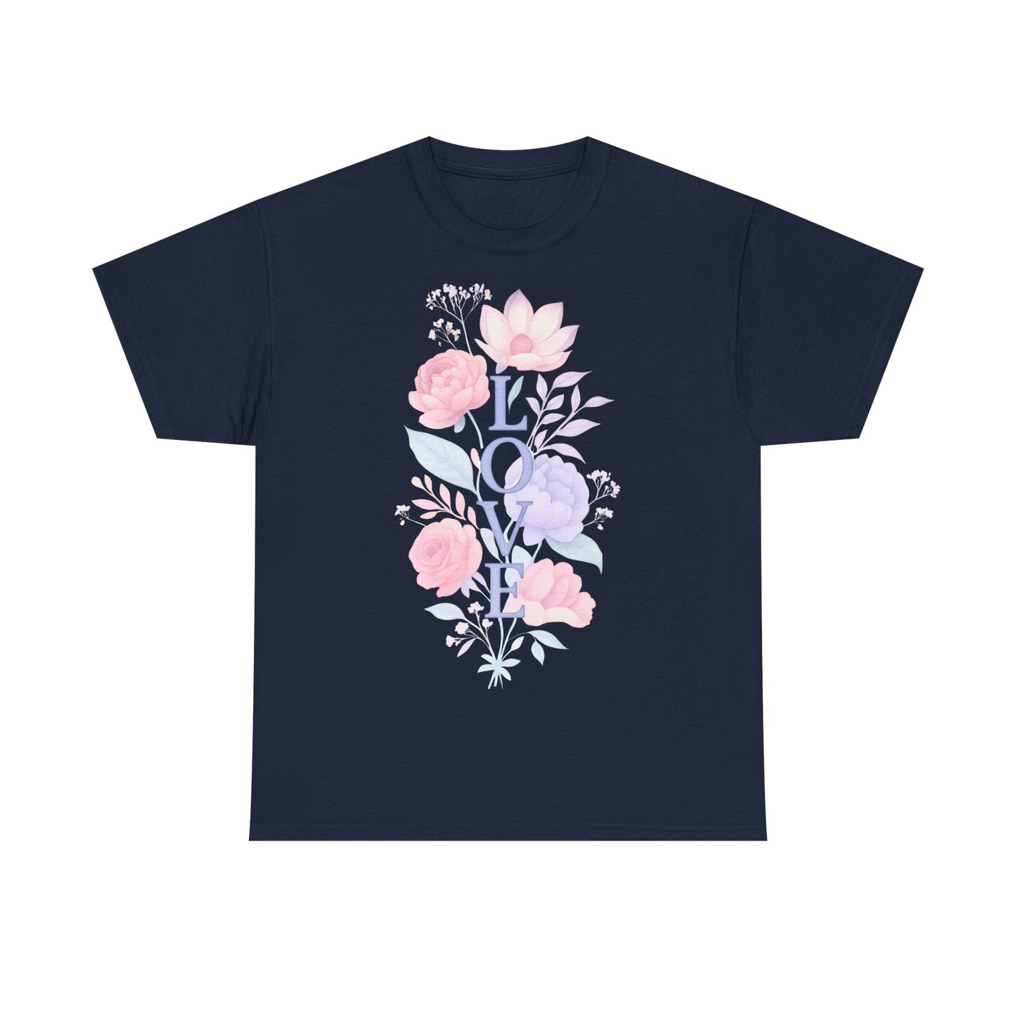 Floral Love Unisex Heavy Cotton Tee | Spring Fashion, Gift for Her, Casual Wear, Floral Graphic Shirt, Warm Weather Style