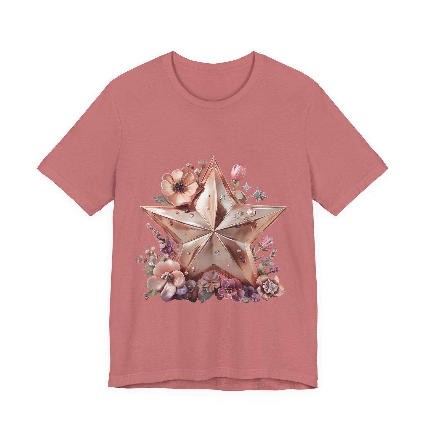 Floral Star Graphic Tee, Boho Style T-Shirt, Vintage Aesthetic Top, Casual Summer Shirt, Perfect Gift for Friends