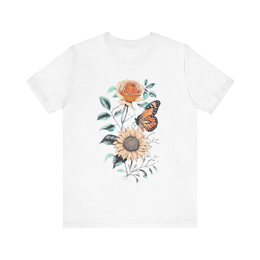 Floral Butterfly Graphic Tee - Perfect Gift for Nature Lovers, Casual Wear, Summer Outfits, Eco-Friendly Shirt, Birthday Gift