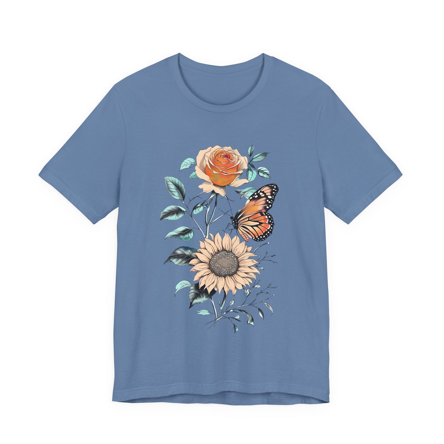 Floral Butterfly Graphic Tee - Perfect Gift for Nature Lovers, Casual Wear, Summer Outfits, Eco-Friendly Shirt, Birthday Gift
