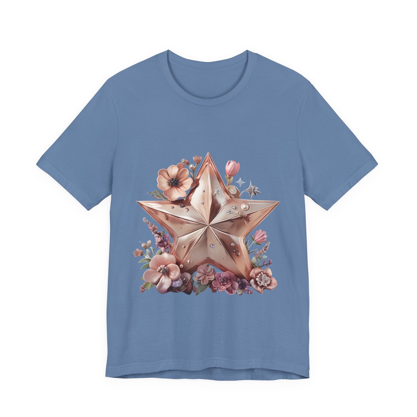 Floral Star Graphic Tee, Boho Style T-Shirt, Vintage Aesthetic Top, Casual Summer Shirt, Perfect Gift for Friends