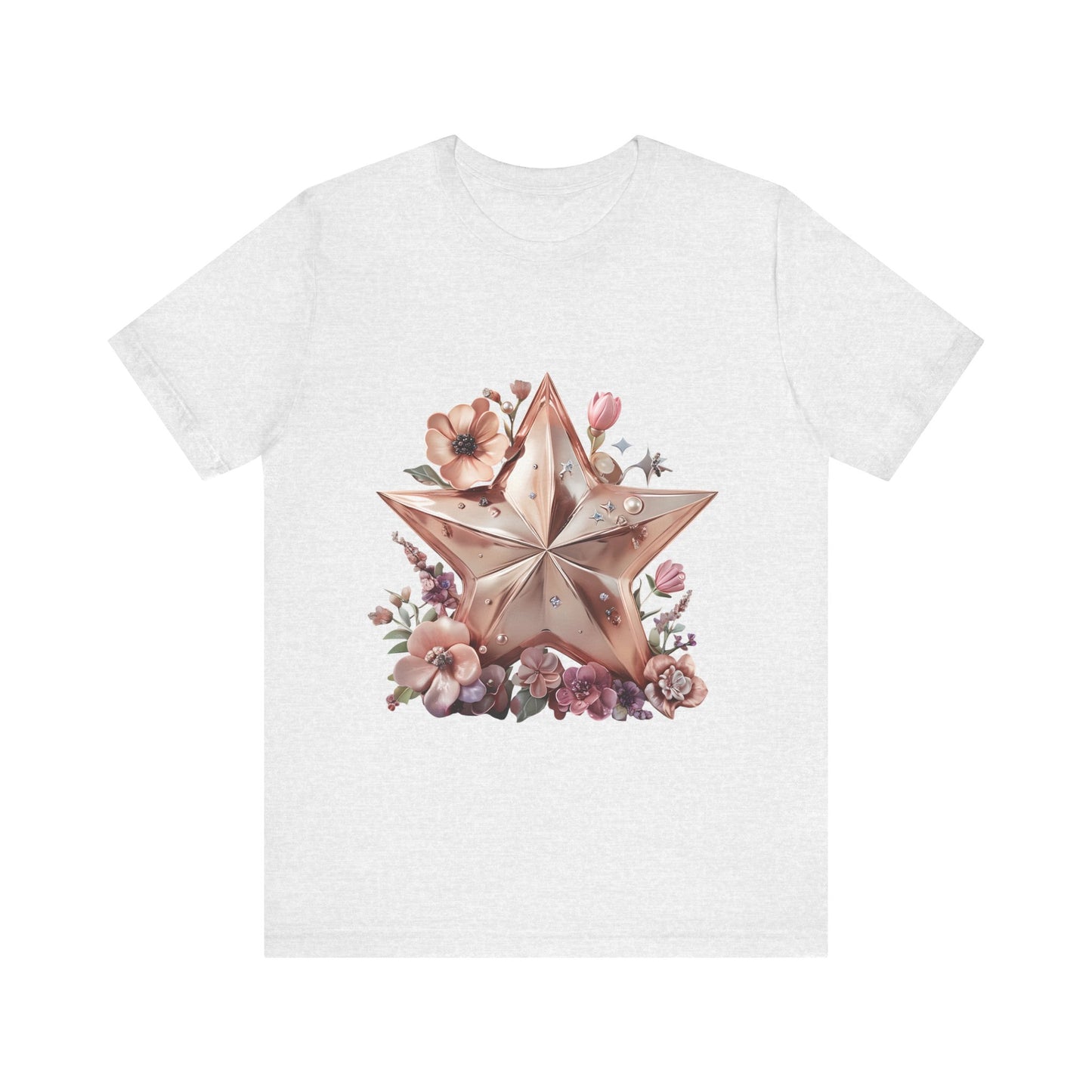 Floral Star Graphic Tee, Boho Style T-Shirt, Vintage Aesthetic Top, Casual Summer Shirt, Perfect Gift for Friends