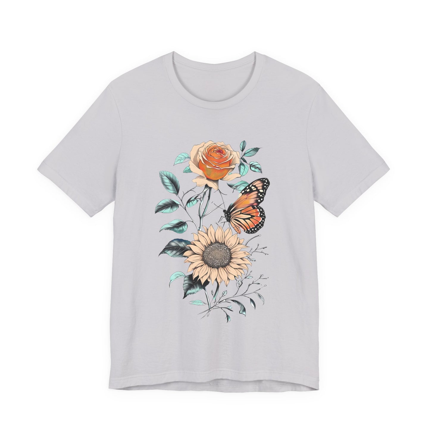 Floral Butterfly Graphic Tee - Perfect Gift for Nature Lovers, Casual Wear, Summer Outfits, Eco-Friendly Shirt, Birthday Gift