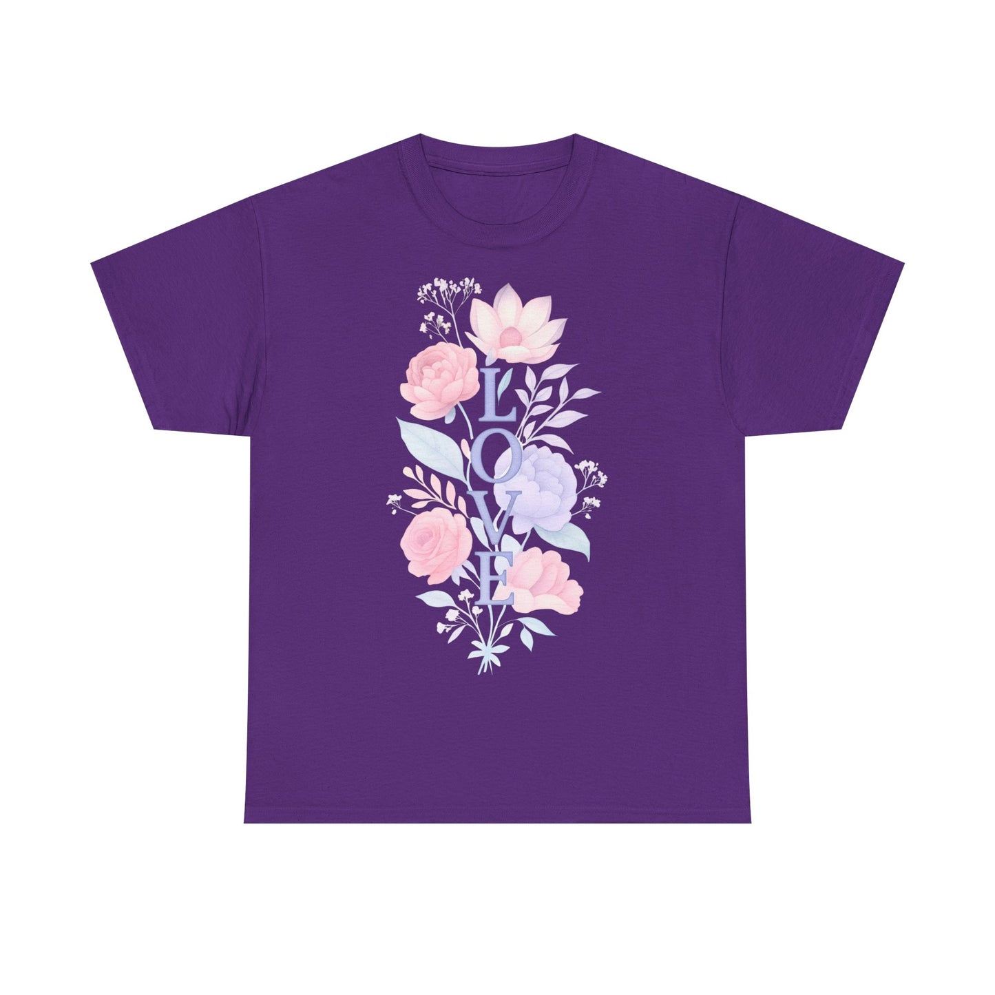 Floral Love Unisex Heavy Cotton Tee | Spring Fashion, Gift for Her, Casual Wear, Floral Graphic Shirt, Warm Weather Style