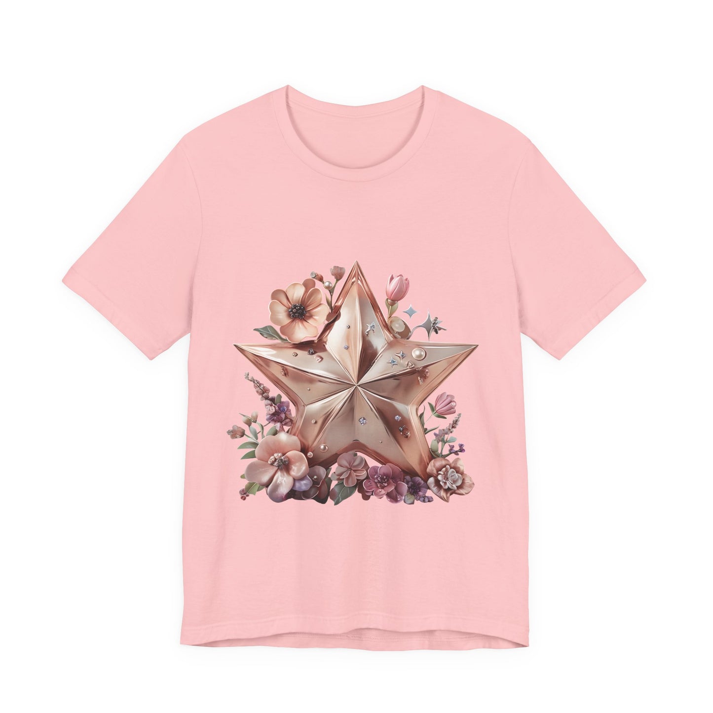 Floral Star Graphic Tee, Boho Style T-Shirt, Vintage Aesthetic Top, Casual Summer Shirt, Perfect Gift for Friends