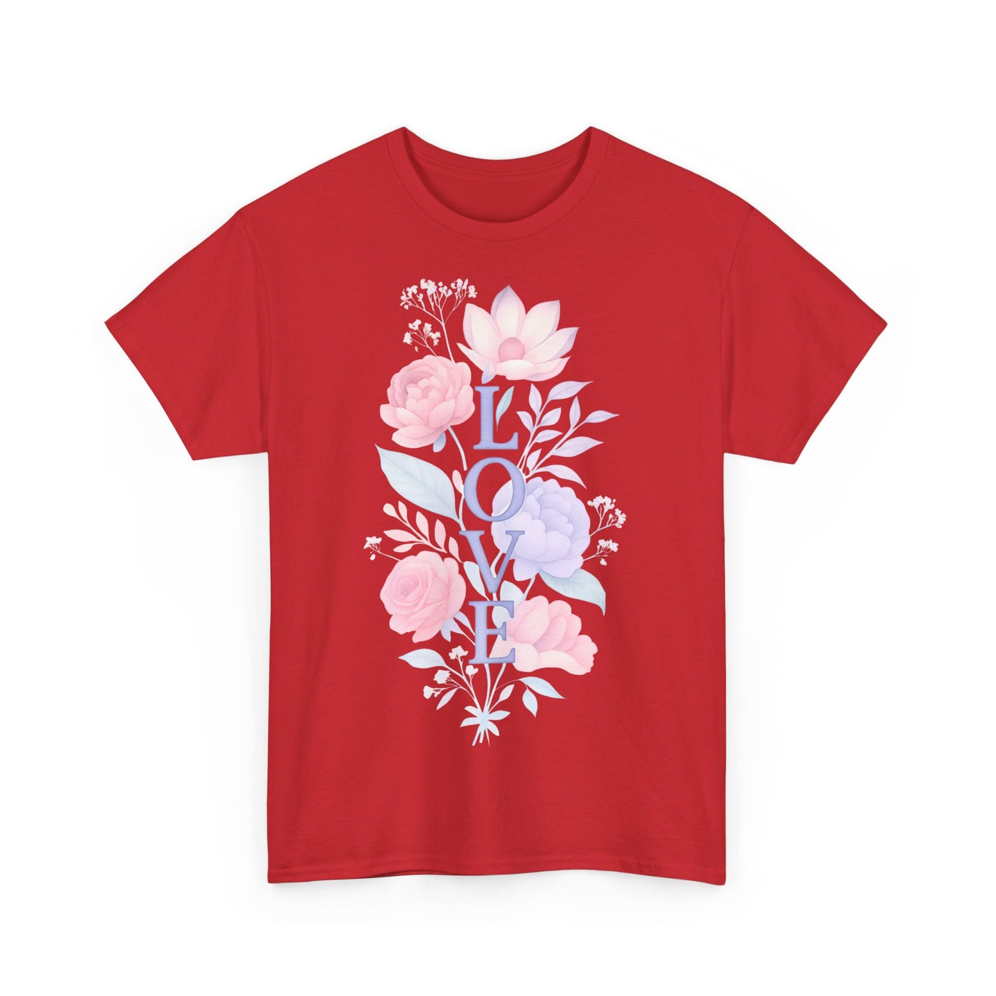 Floral Love Unisex Heavy Cotton Tee | Spring Fashion, Gift for Her, Casual Wear, Floral Graphic Shirt, Warm Weather Style