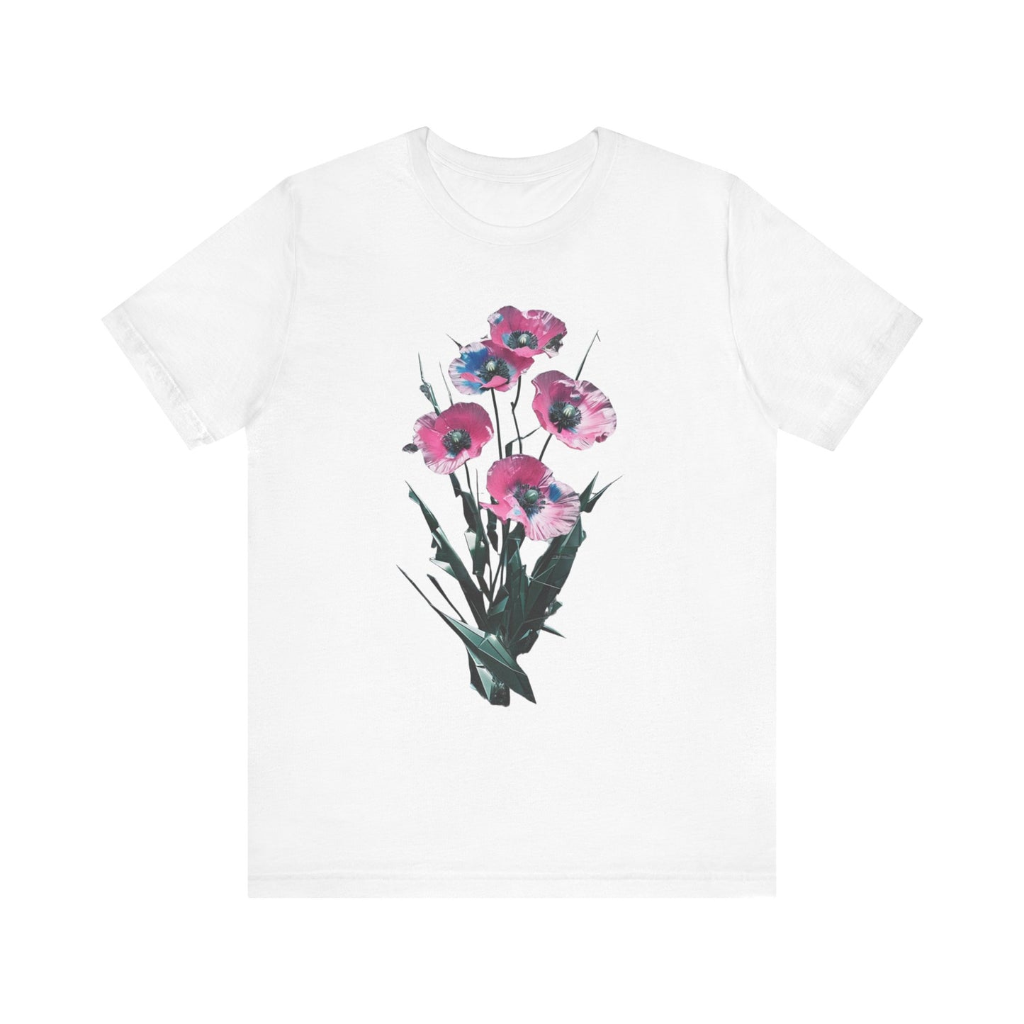 Floral Short Sleeve Tee - Colorful Blossom Design, Summer Style, Nature Lover Shirt, Casual Everyday Vibrant Floral  Fresh, Stylish