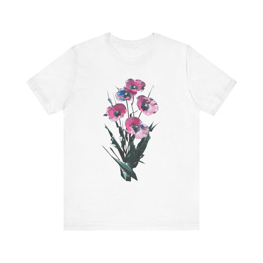 Floral Short Sleeve Tee - Colorful Blossom Design, Summer Style, Nature Lover Shirt, Casual Everyday Vibrant Floral  Fresh, Stylish