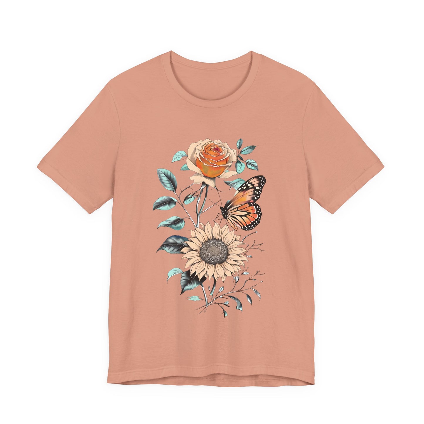 Floral Butterfly Graphic Tee - Perfect Gift for Nature Lovers, Casual Wear, Summer Outfits, Eco-Friendly Shirt, Birthday Gift