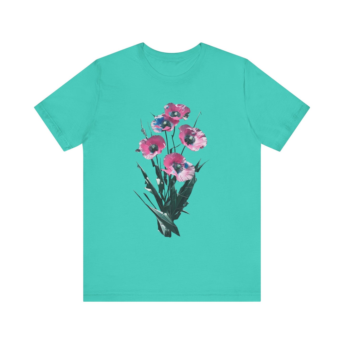 Floral Short Sleeve Tee - Colorful Blossom Design, Summer Style, Nature Lover Shirt, Casual Everyday Vibrant Floral  Fresh, Stylish