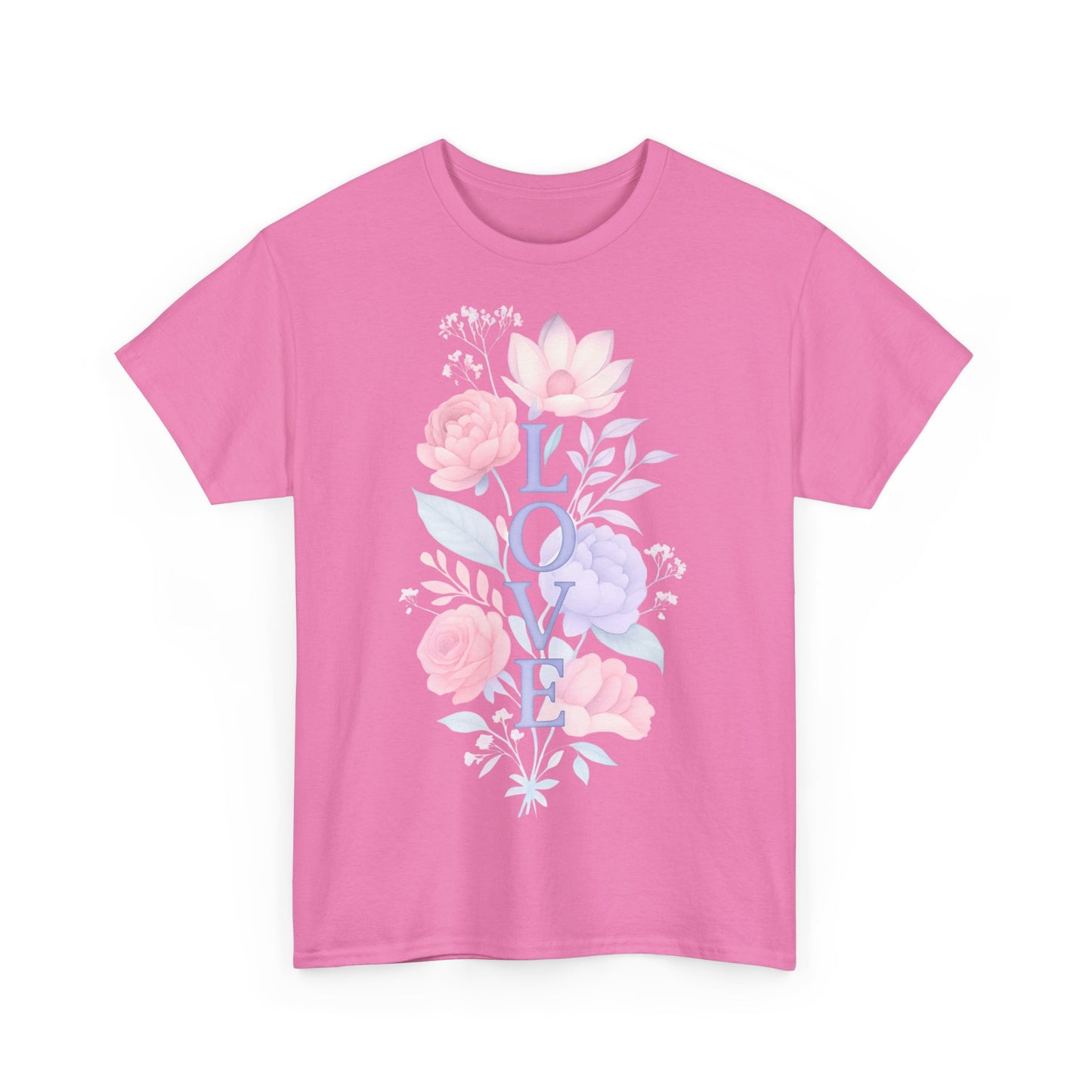 Floral Love Unisex Heavy Cotton Tee | Spring Fashion, Gift for Her, Casual Wear, Floral Graphic Shirt, Warm Weather Style