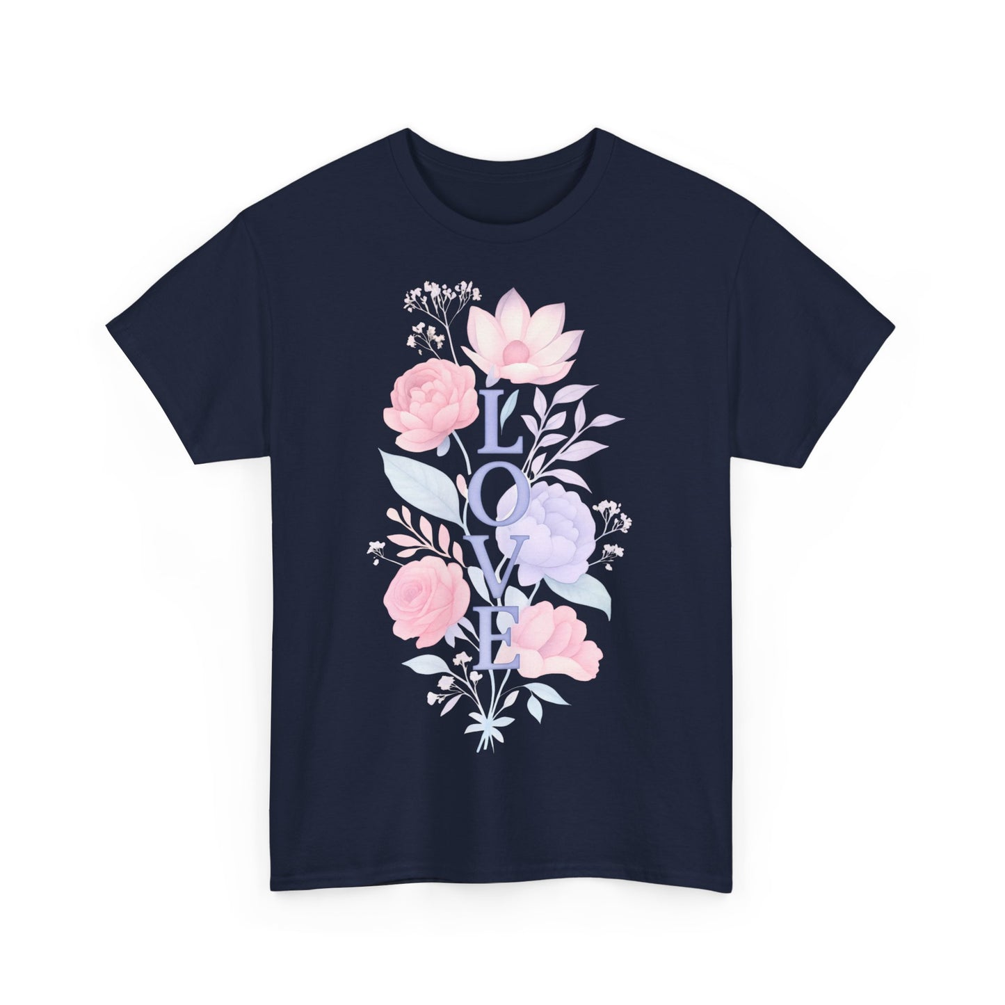 Floral Love Unisex Heavy Cotton Tee | Spring Fashion, Gift for Her, Casual Wear, Floral Graphic Shirt, Warm Weather Style