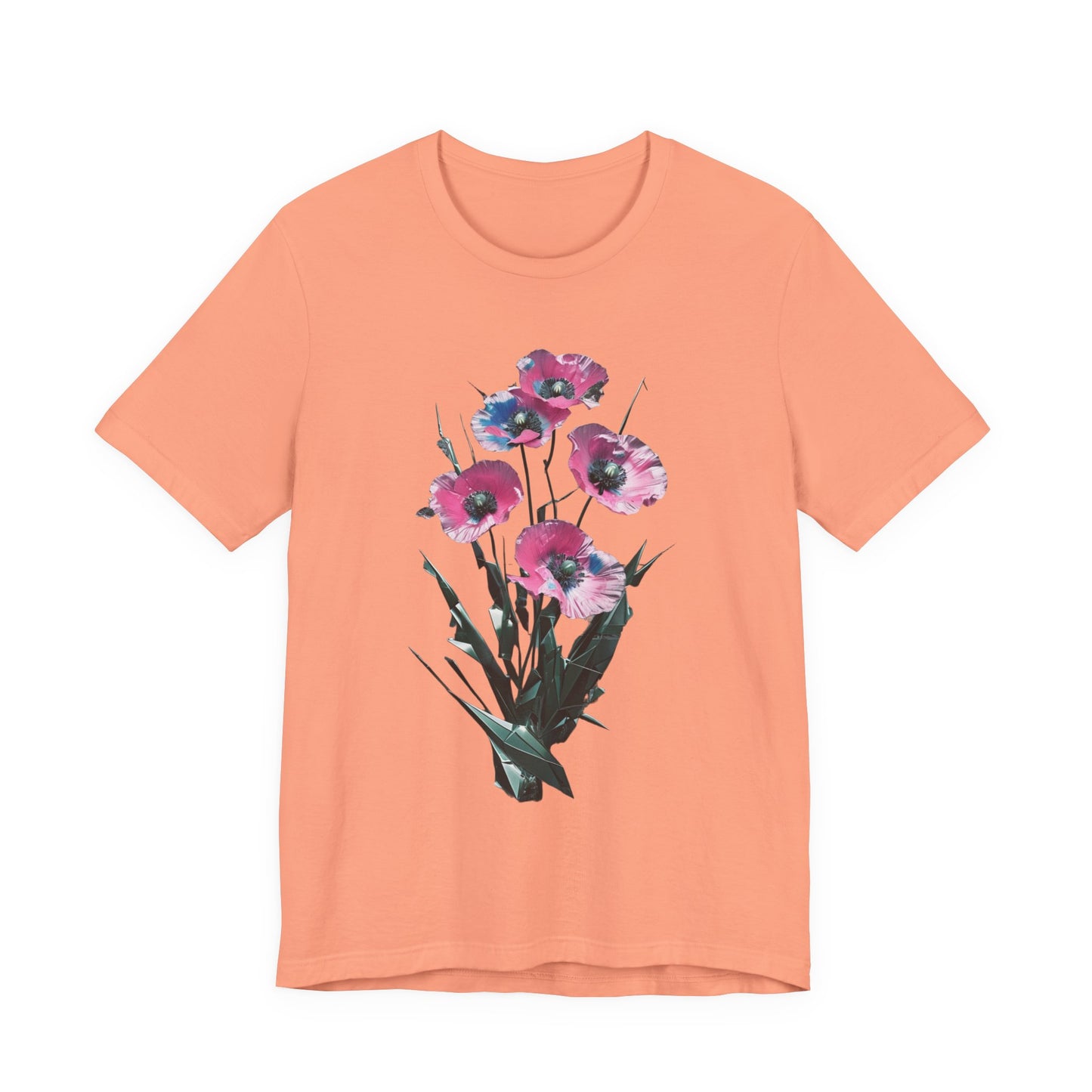 Floral Short Sleeve Tee - Colorful Blossom Design, Summer Style, Nature Lover Shirt, Casual Everyday Vibrant Floral  Fresh, Stylish