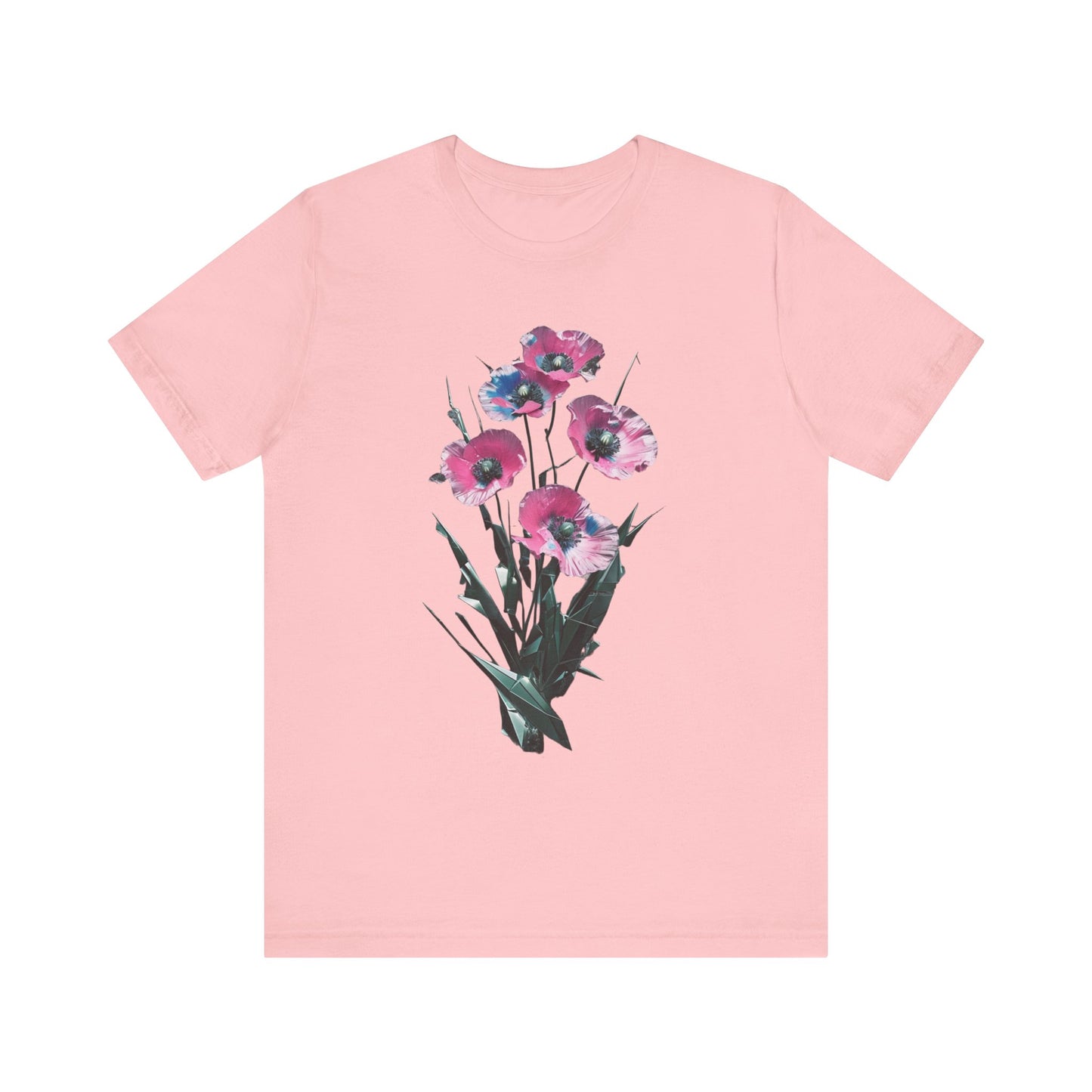 Floral Short Sleeve Tee - Colorful Blossom Design, Summer Style, Nature Lover Shirt, Casual Everyday Vibrant Floral  Fresh, Stylish